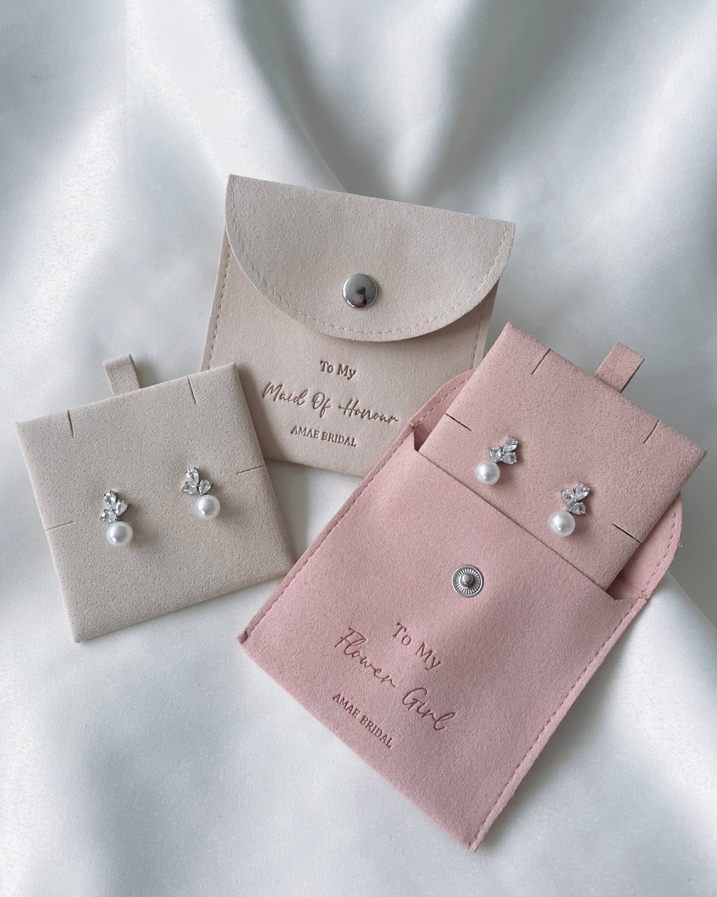 Pearl Leaf 925 Sterling Silver Stud Bridesmaids Earring