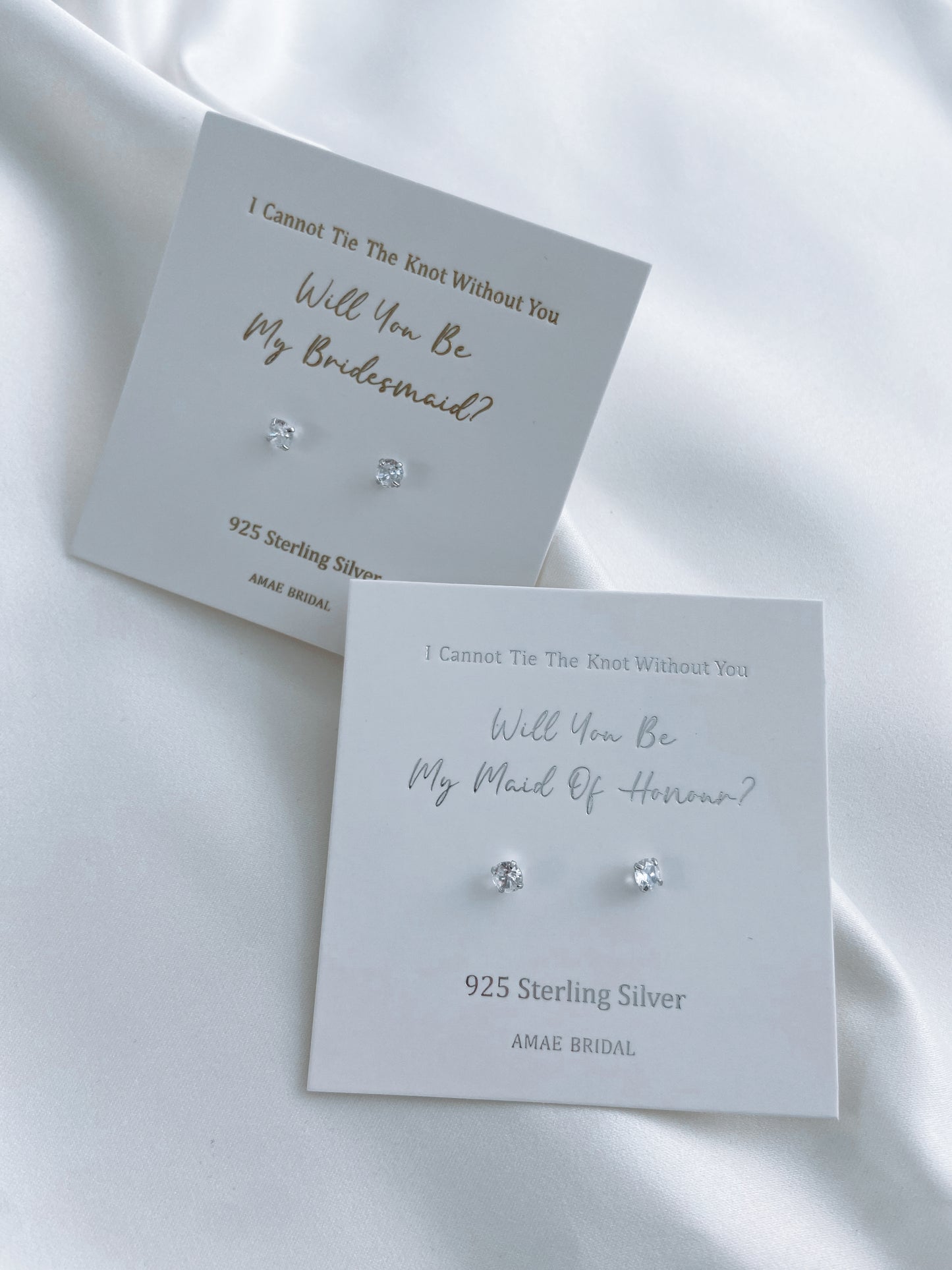 Bridesmaid Proposal Sterling Silver Diamanté Earrings