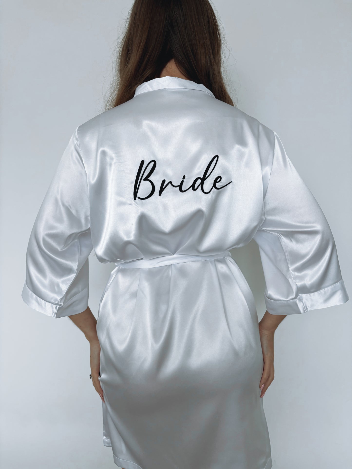 Personalised Embroidered Satin Robe - Navy