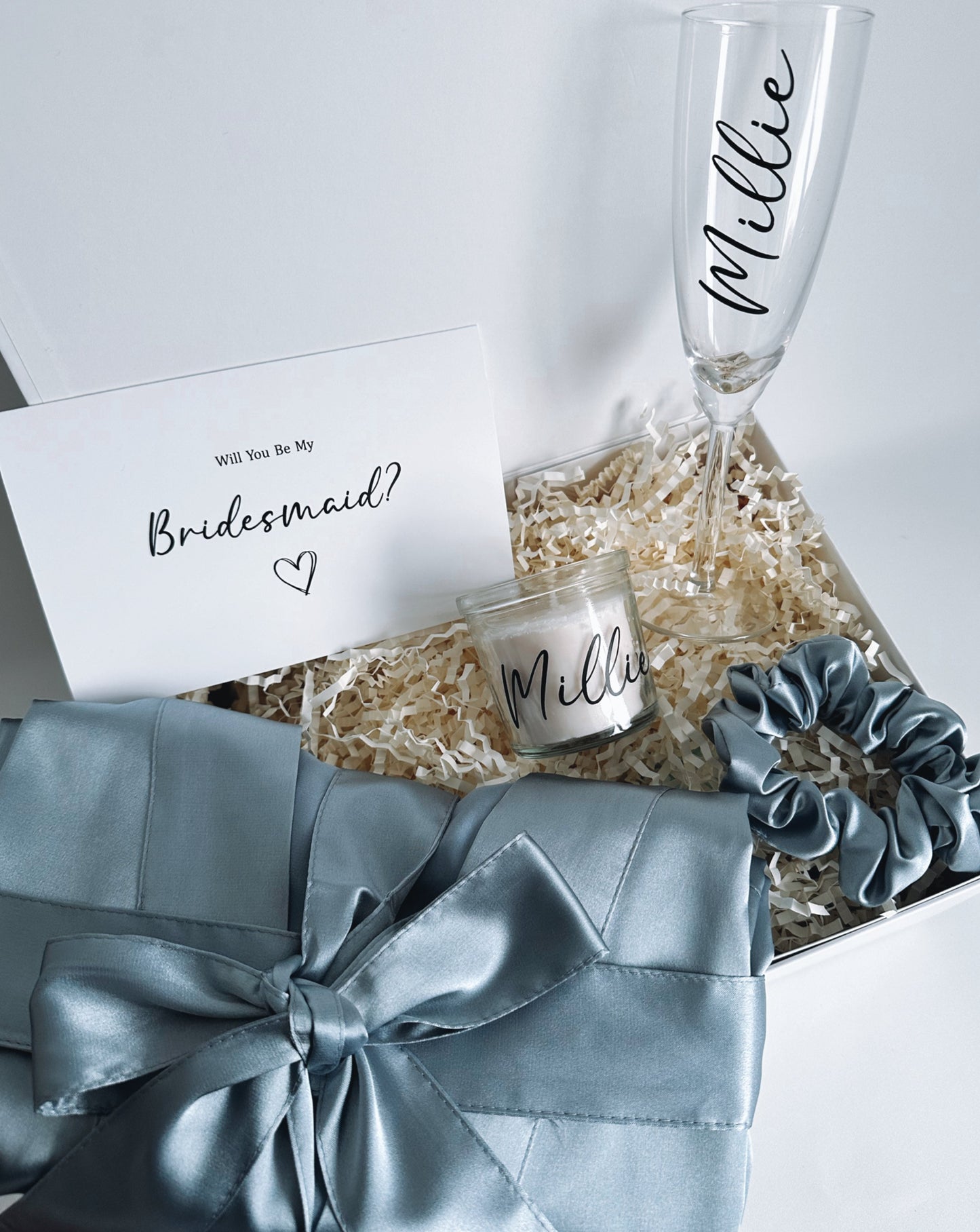 Bridesmaid Proposal Box - Dusty Blue Robe Gift Box