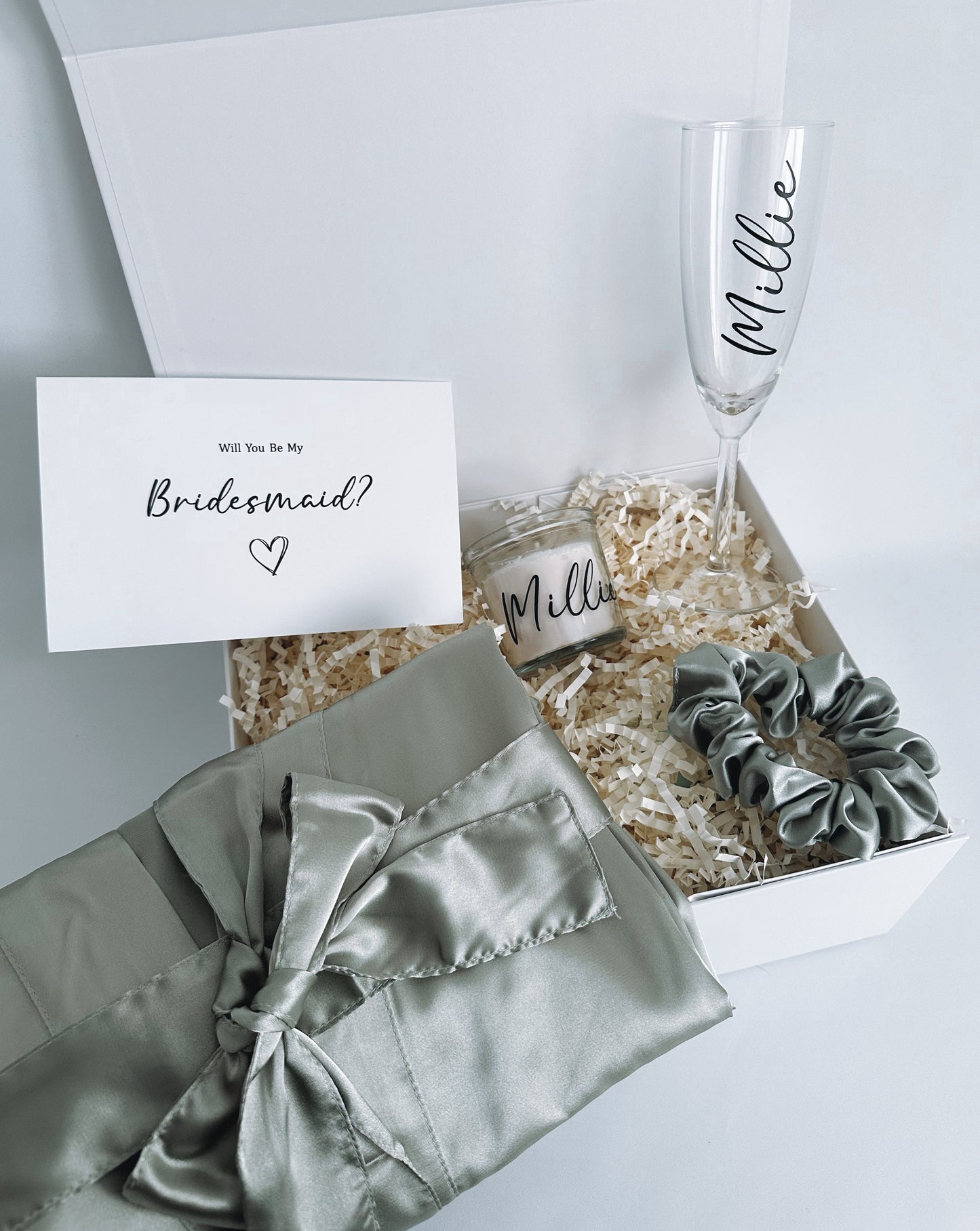 Bridesmaid Proposal Box - Sage Green Robe Gift Box