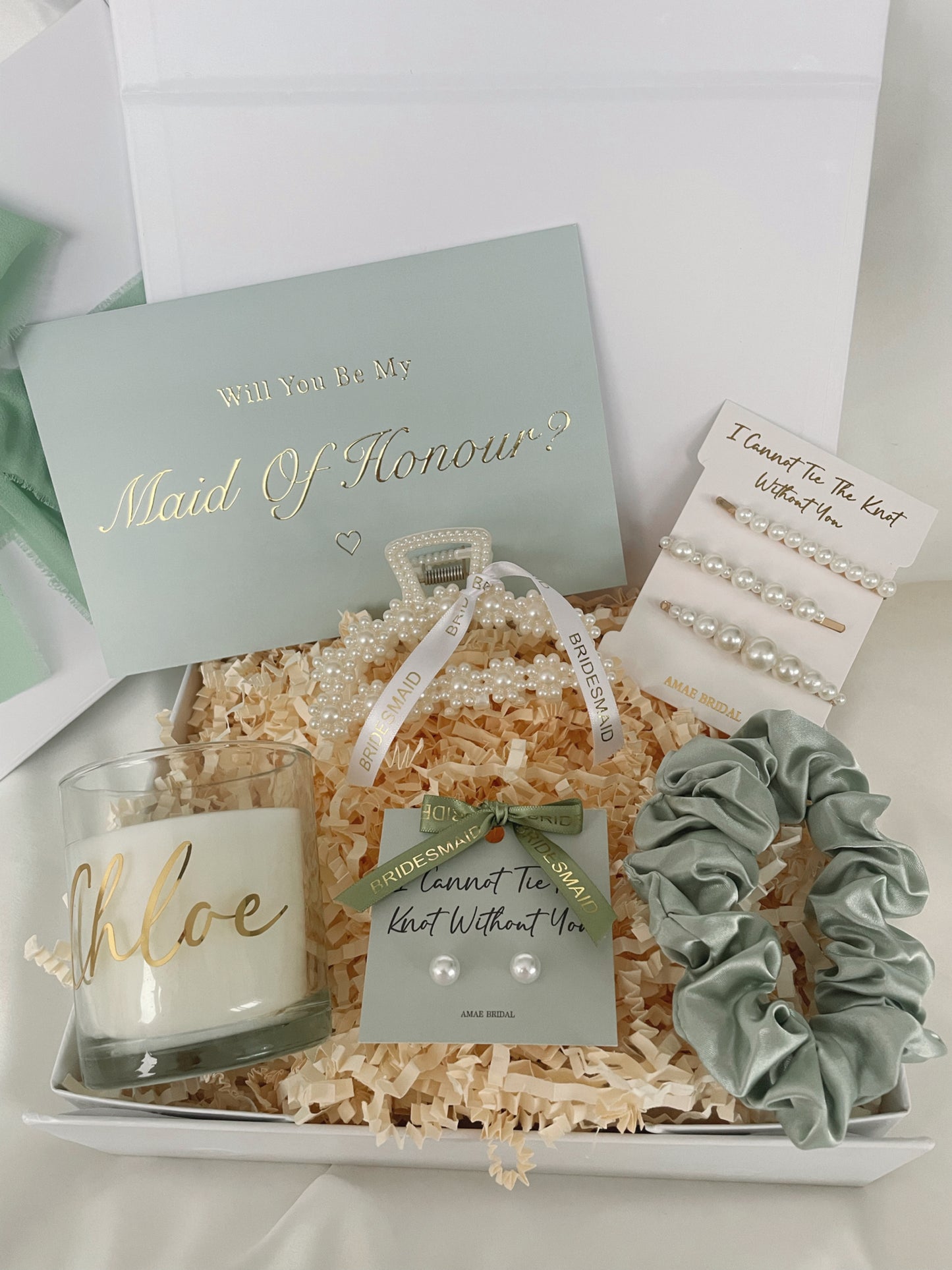 Personalised Bridesmaid Proposal Gift Box - Sage Green