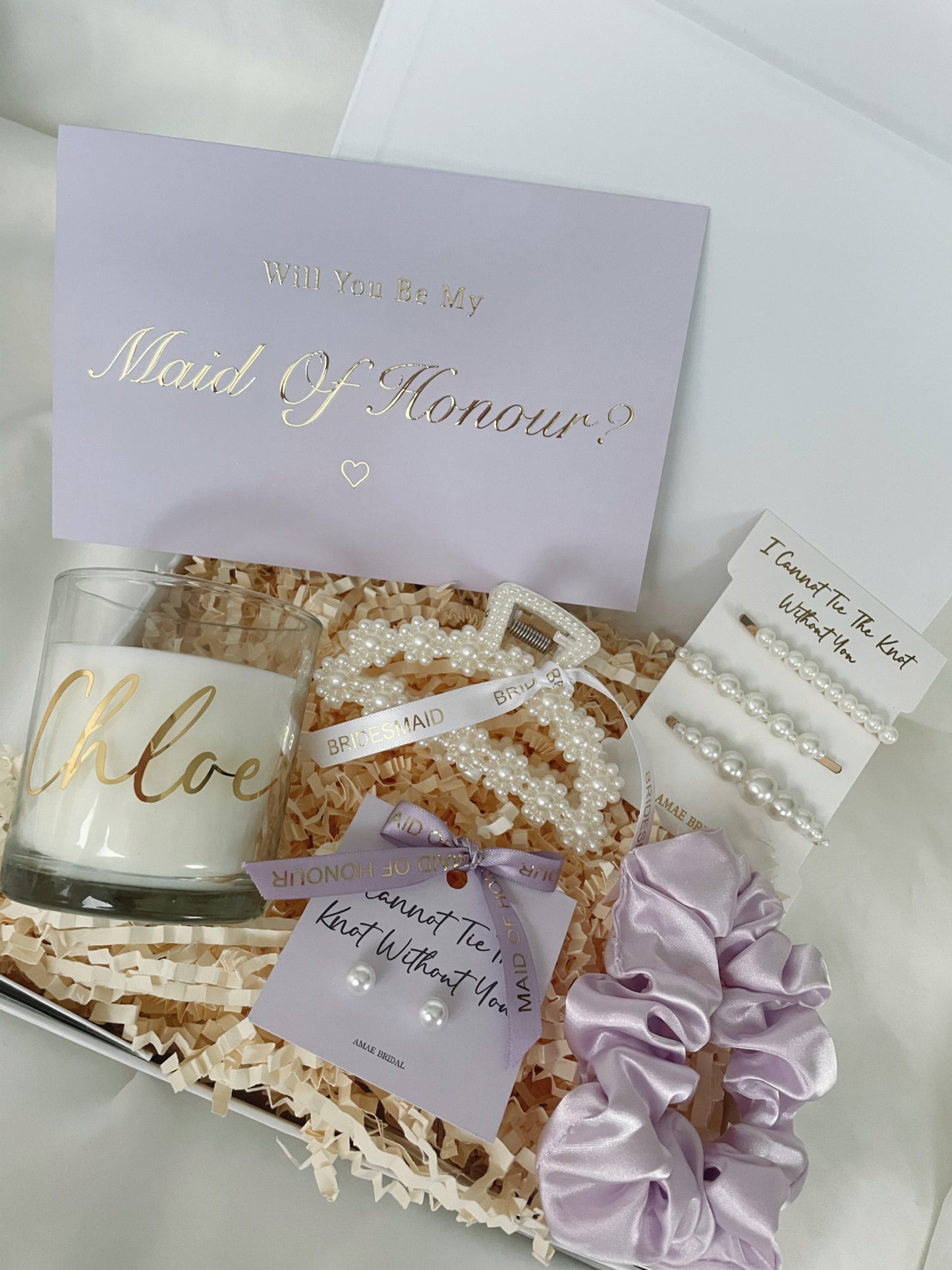 Personalised Bridesmaid Proposal Gift Box - Lilac