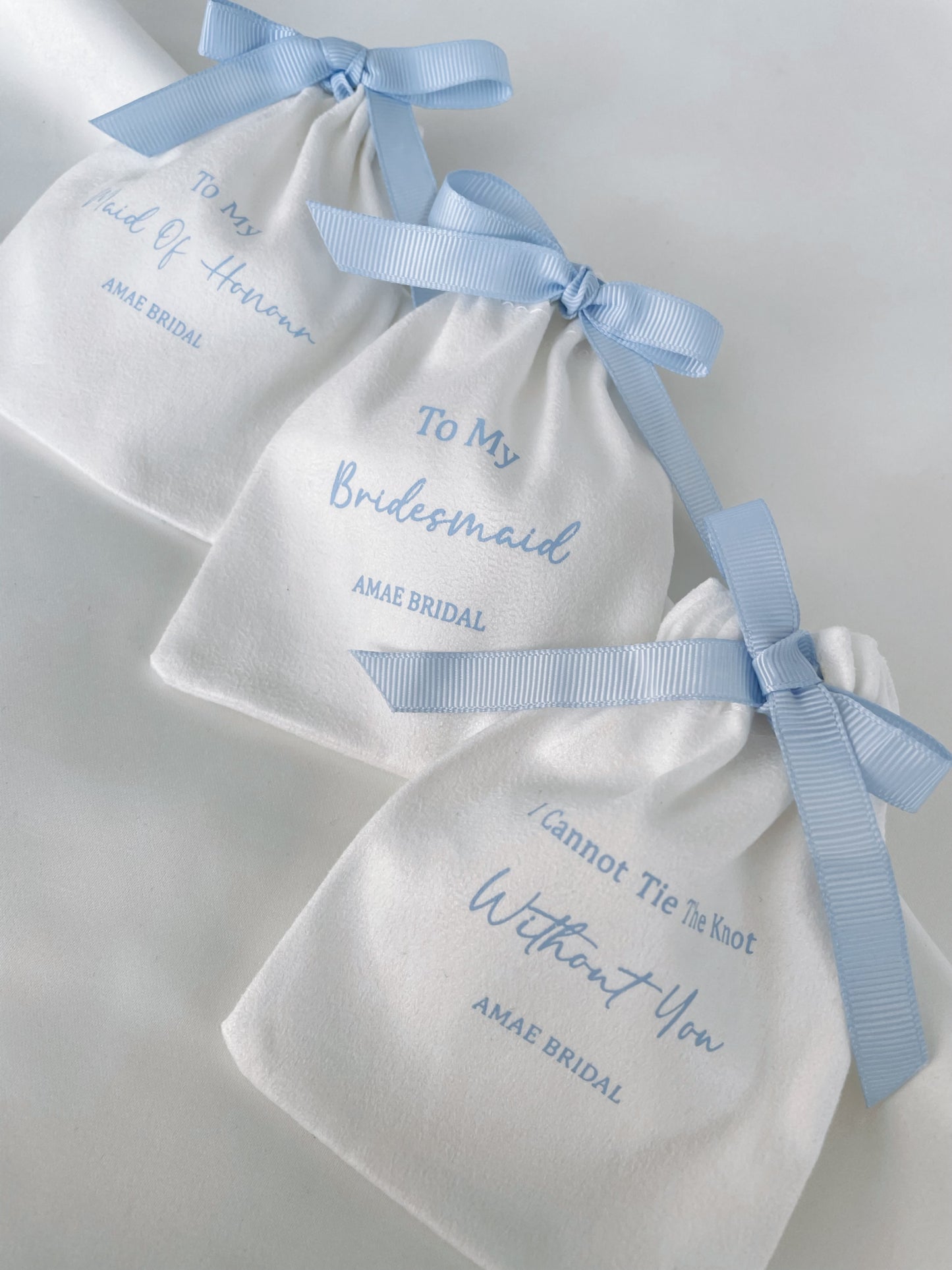 Blue Bow Bridal Party Pouches