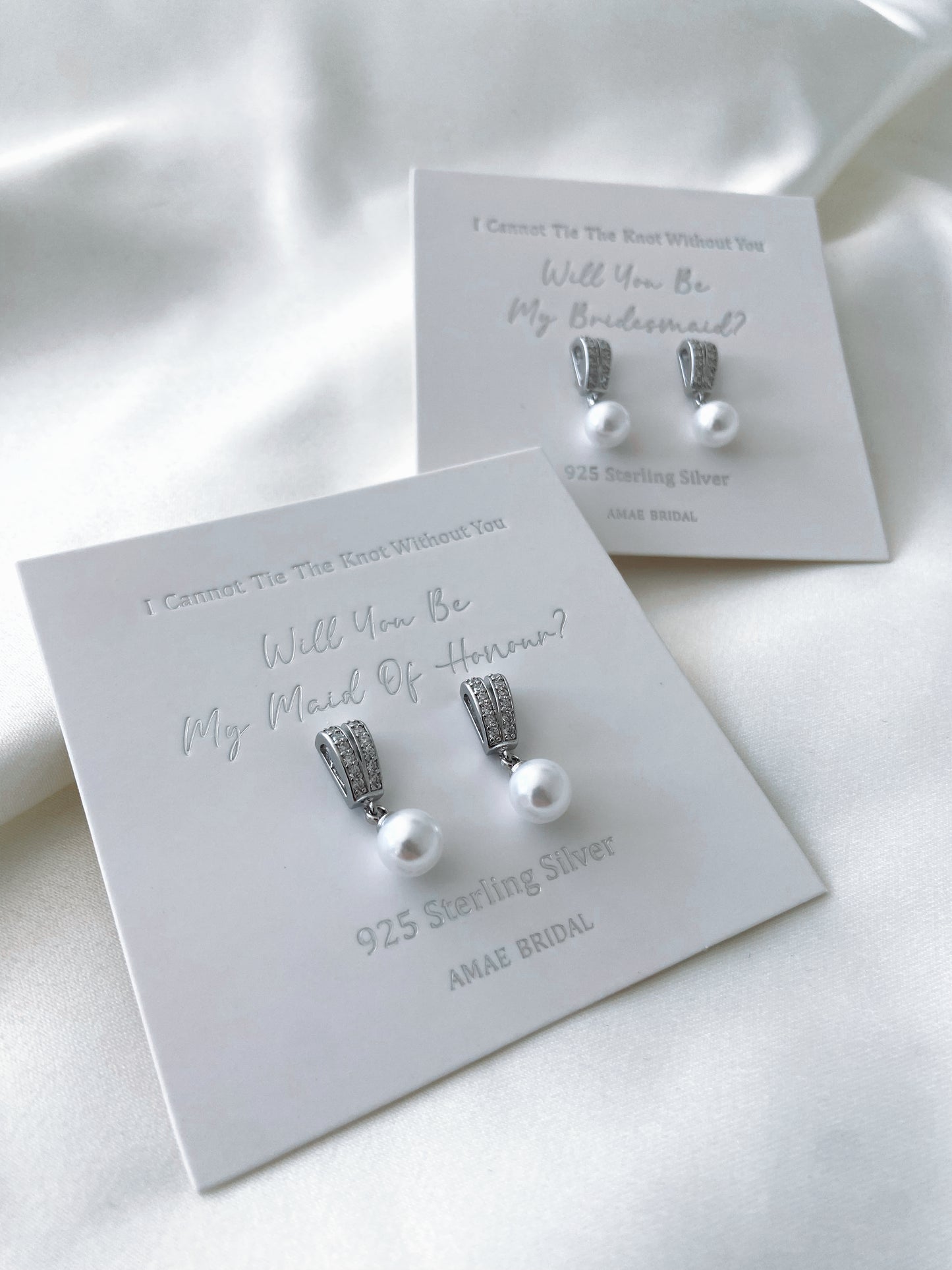 Sterling Silver Pearl Bridesmaid Earrings
