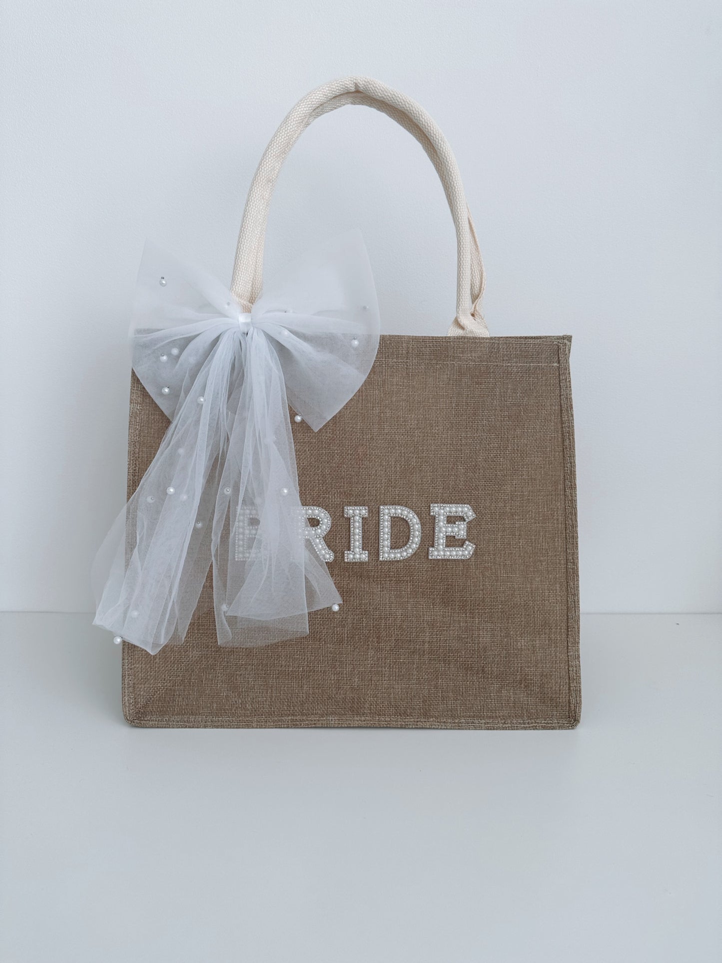 Bride Beach Bag With Pearl Bow