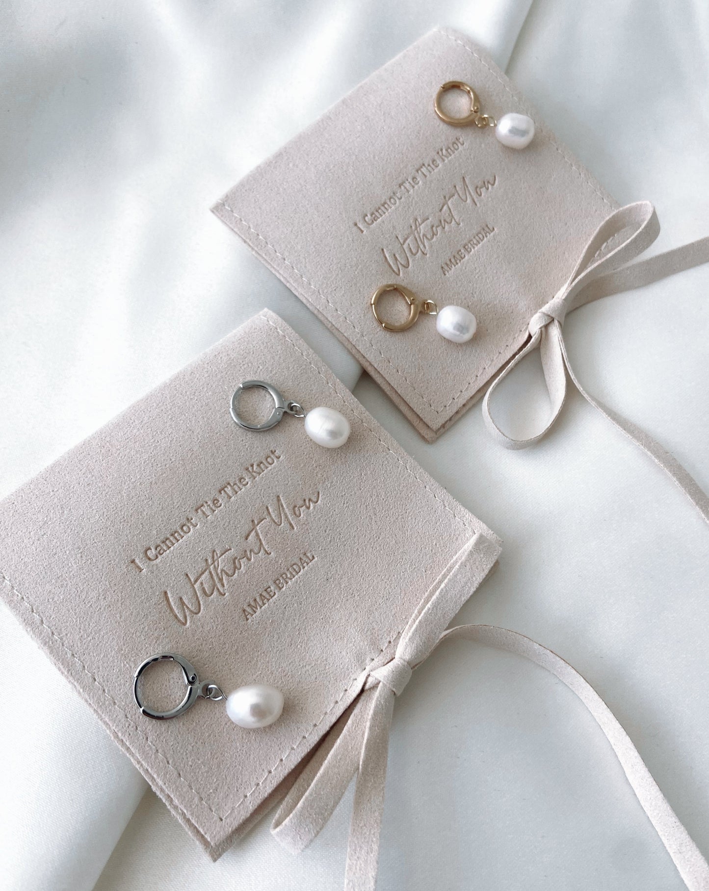 Pearl Drop Hoop Earrings And Pouch