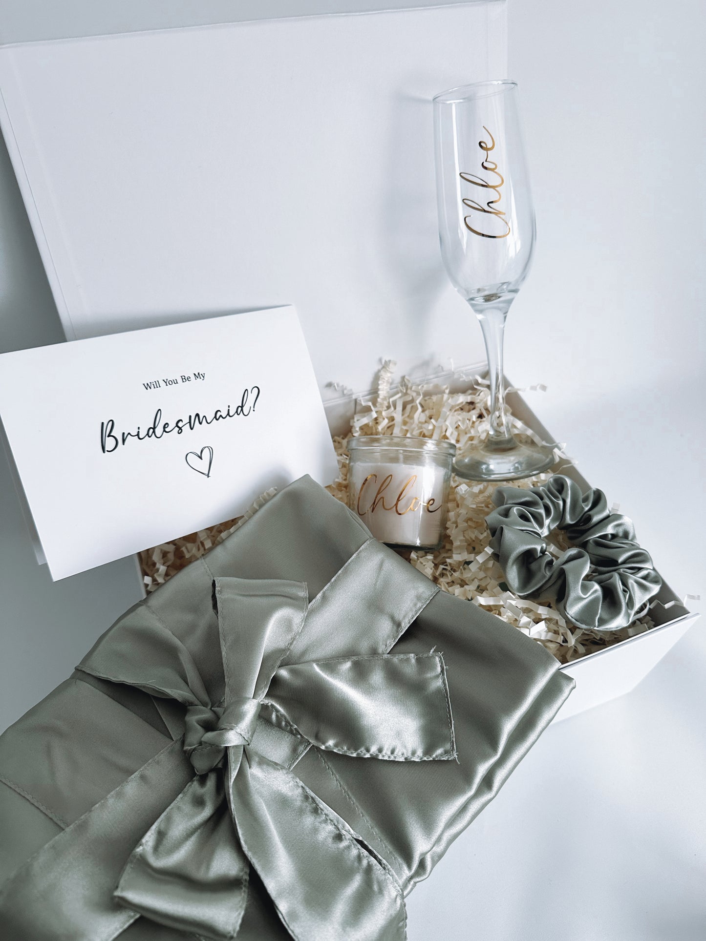 Bridesmaid Proposal Box - Sage Green Robe Gift Box