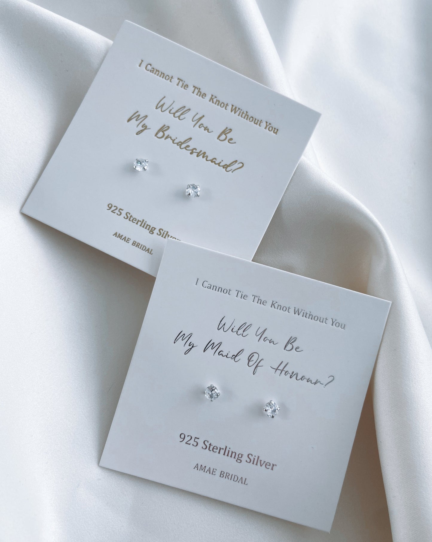 Bridesmaid Proposal Sterling Silver Diamanté Earrings