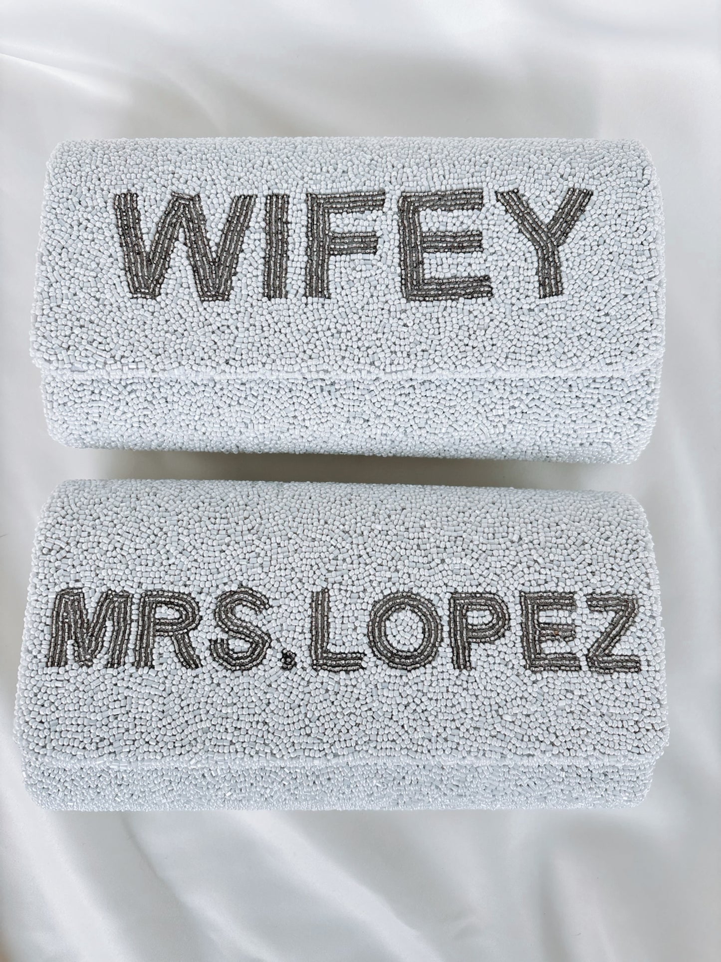 Personalised Beaded Bridal Clutch Bag