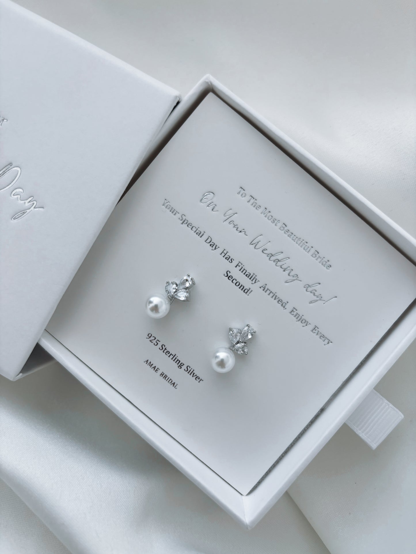 Sterling Silver Pearl Drop Earrings For The Bride On Her Wedding Day