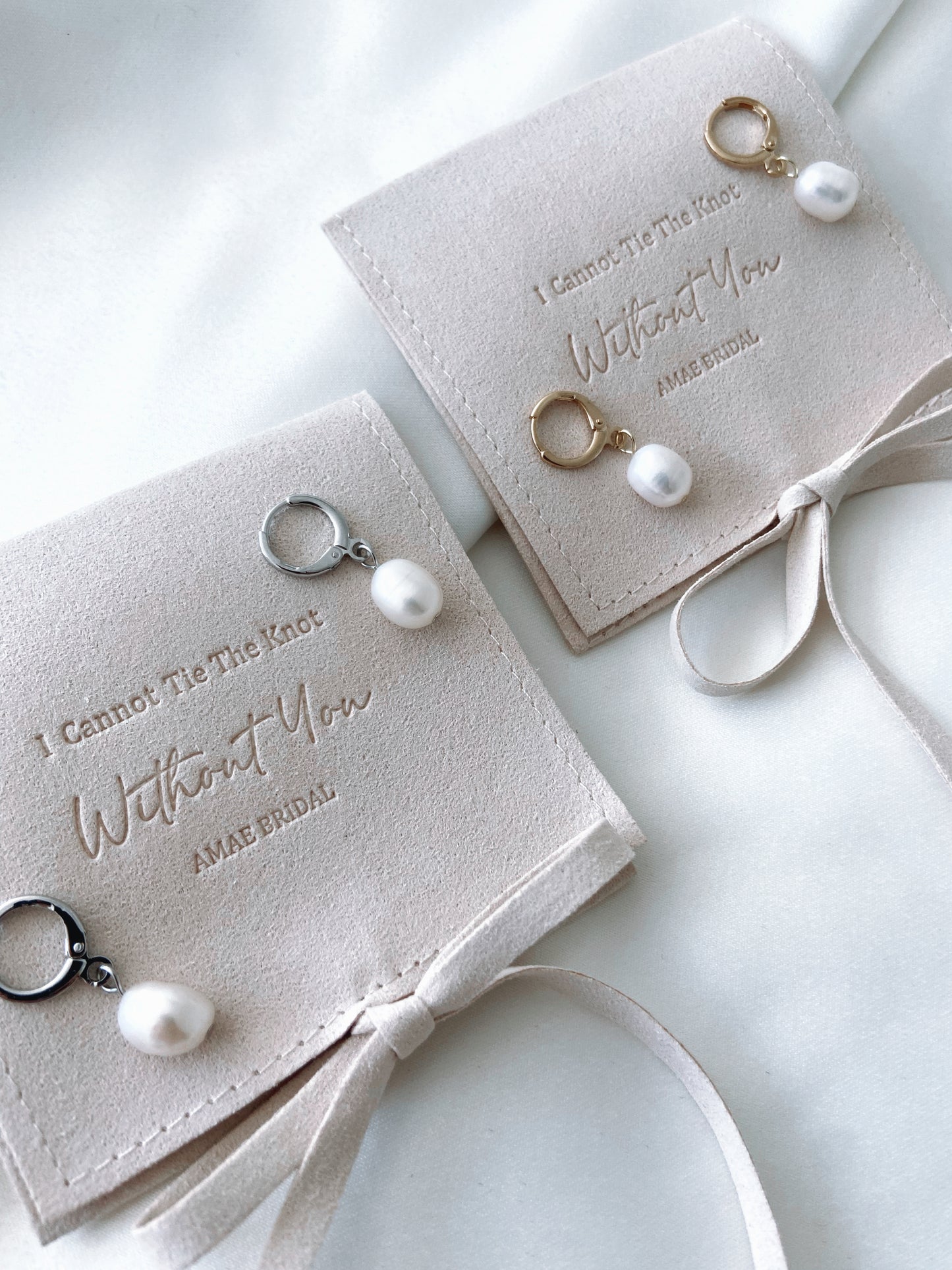Pearl Drop Hoop Earrings And Pouch