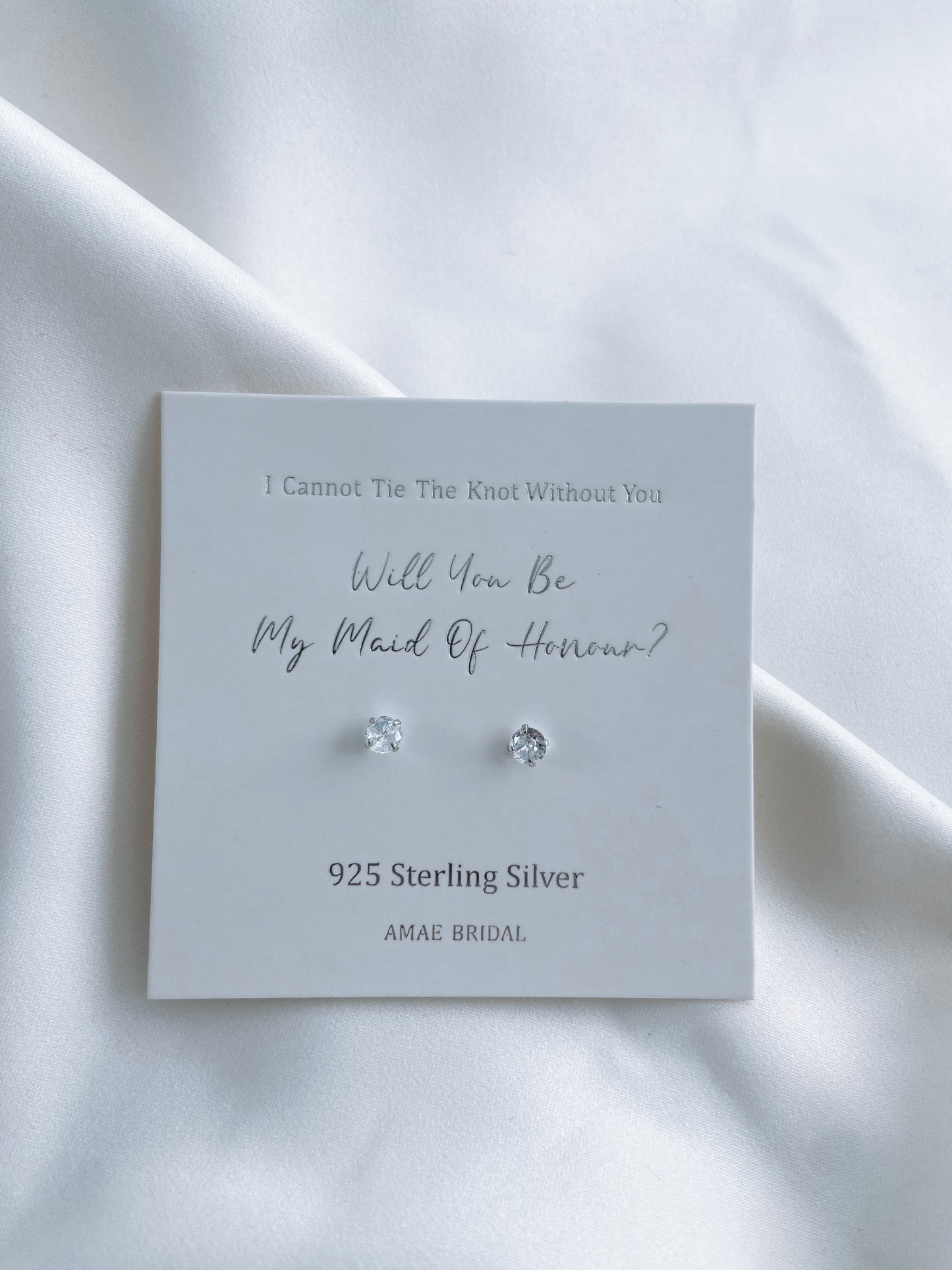 Bridesmaid Proposal Sterling Silver Diamanté Earrings