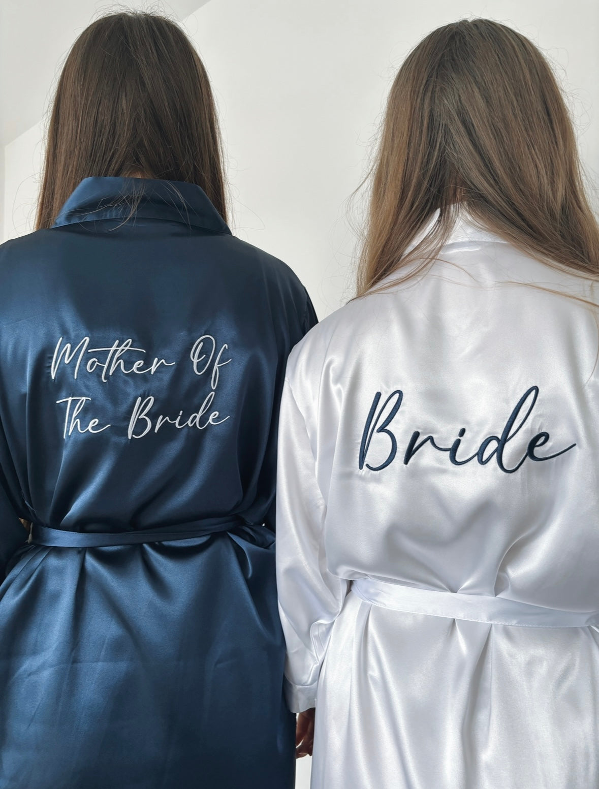 Personalised Embroidered Satin Robe - Navy