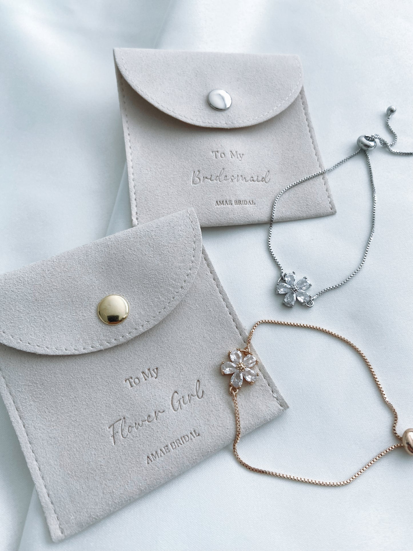 Bridesmaid Diamanté Flower Bracelet & Pouch