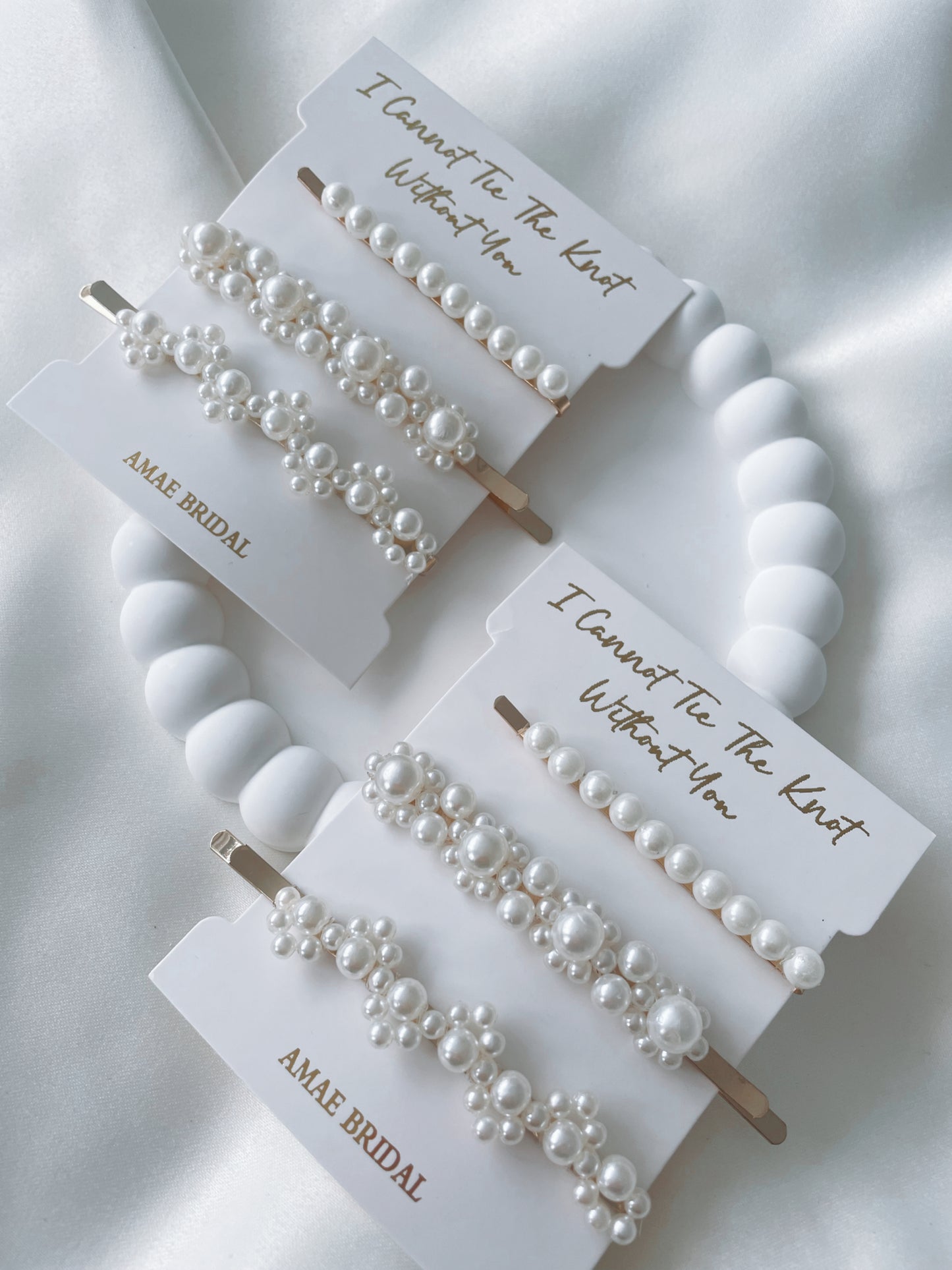 I Cannot Tie The Knot Without You - Pearl Hair Clips