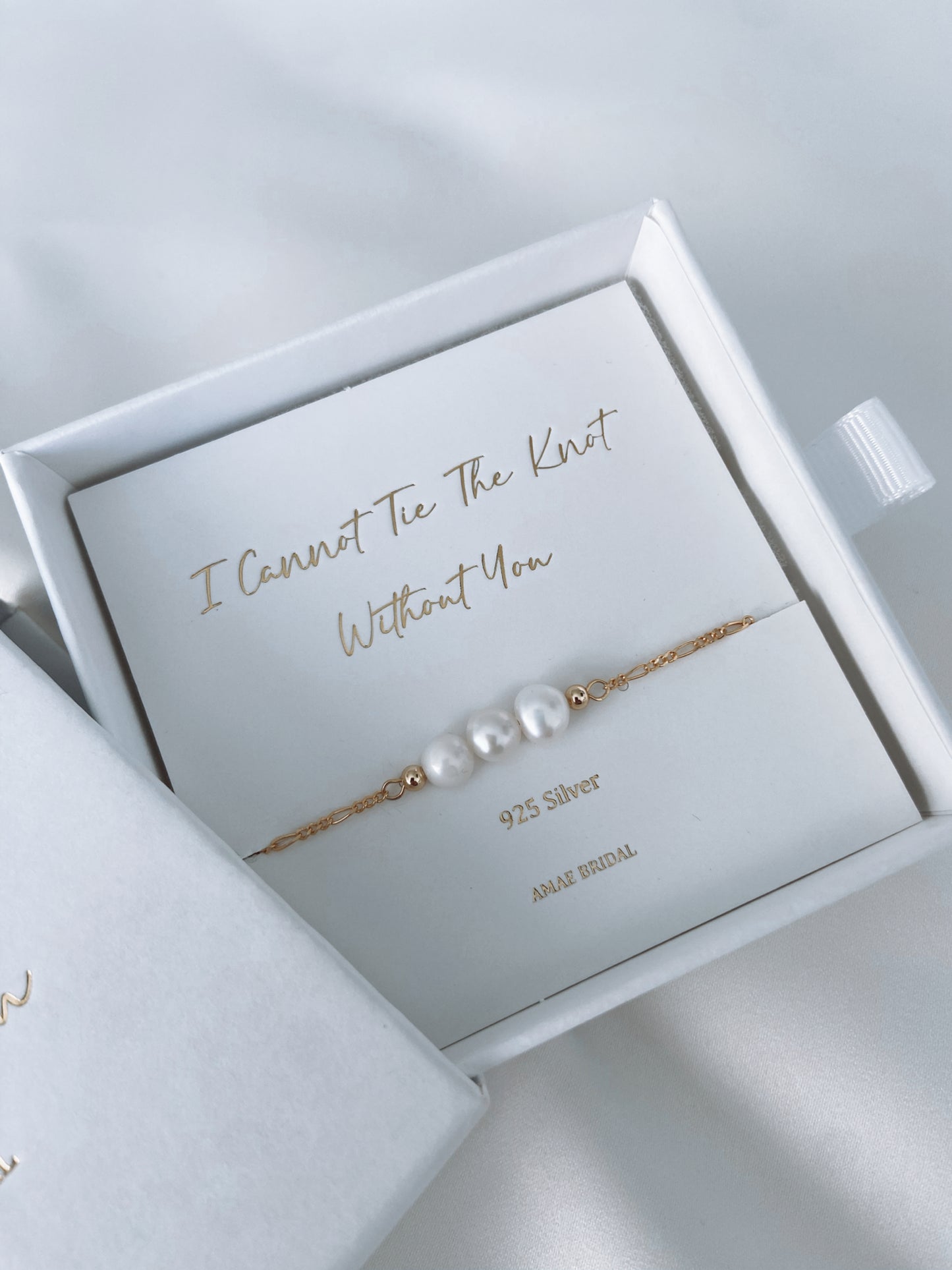 I Cannot Tie The Knot Without You- Sterling Silver Gold Pearl Bracelet