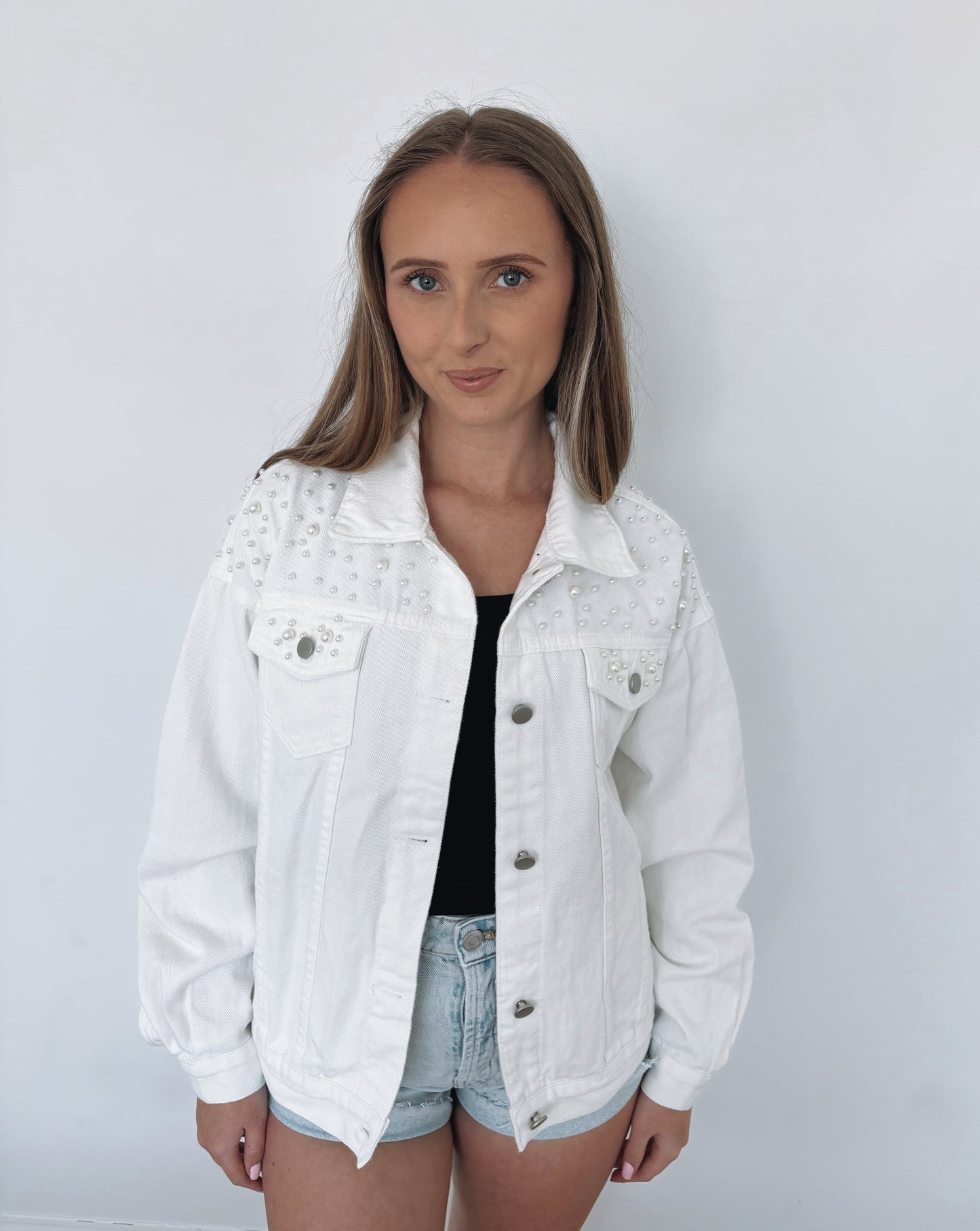 White Pearl Denim Jacket