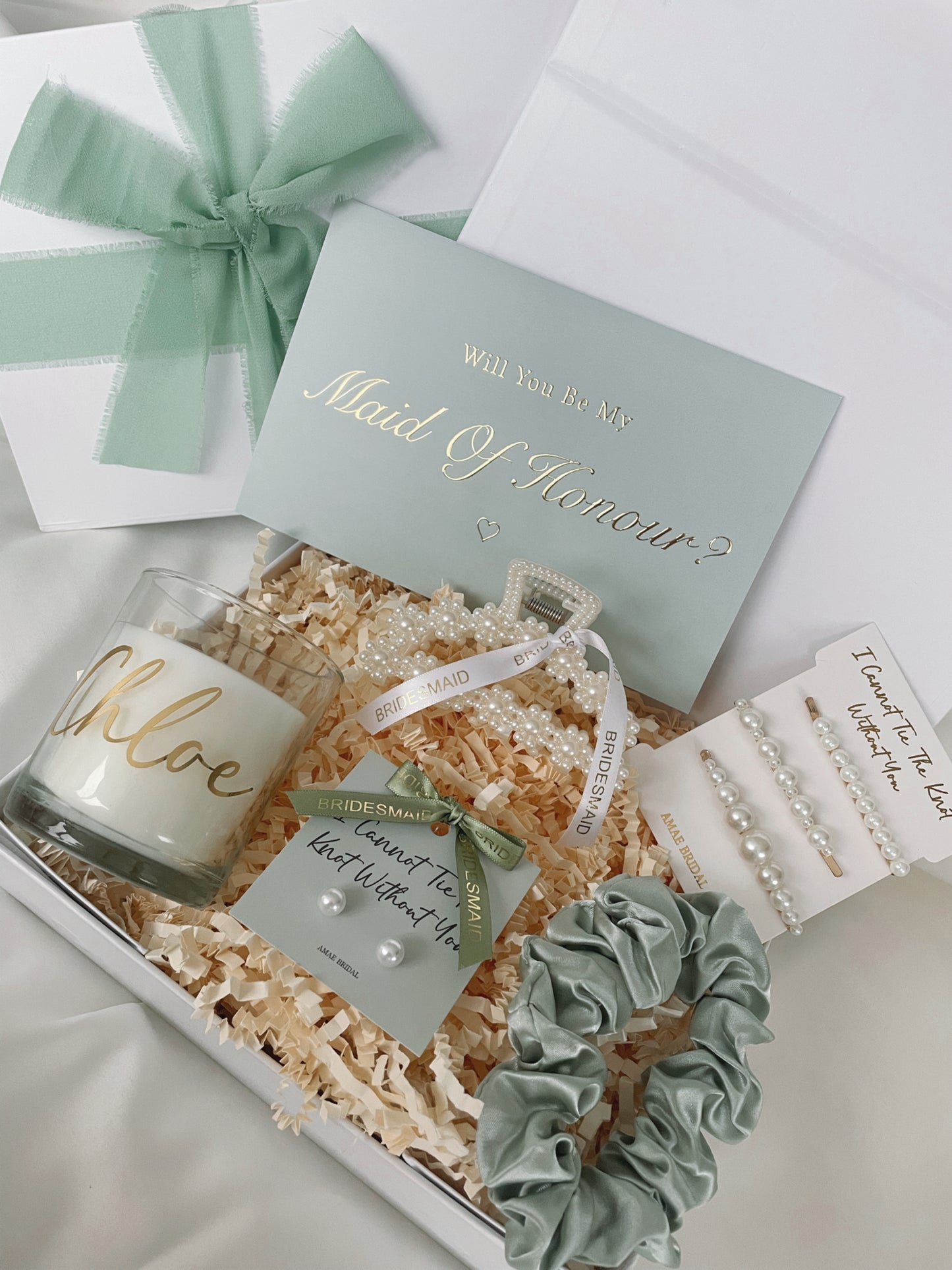 Personalised Bridesmaid Proposal Gift Box - Sage Green