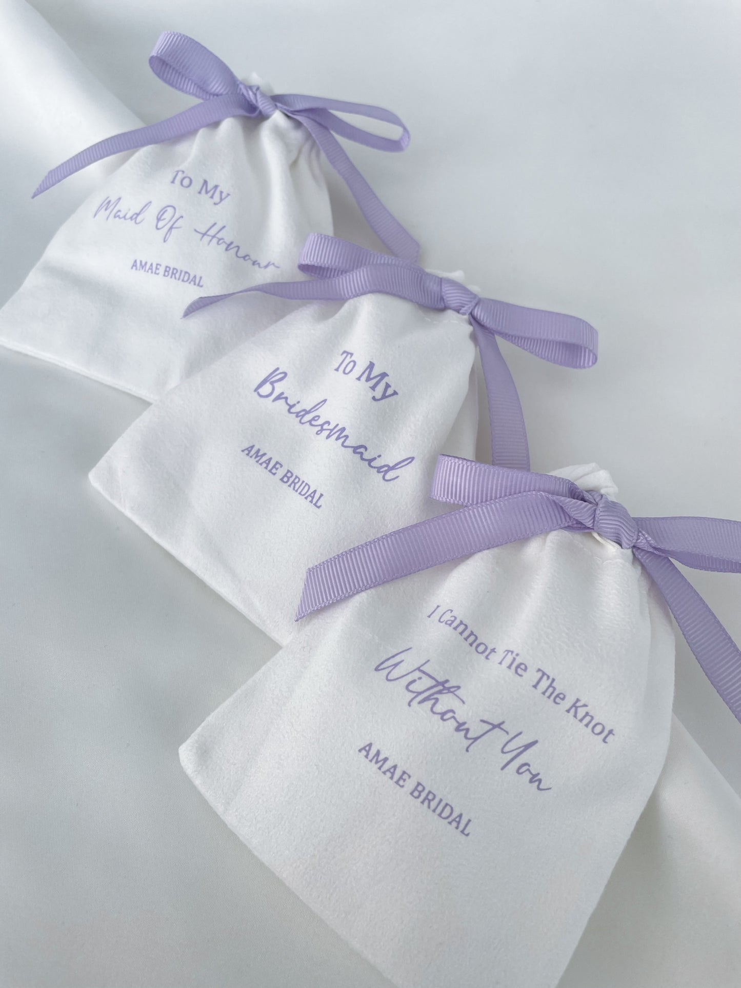 Lilac Bow Bridal Party Pouches