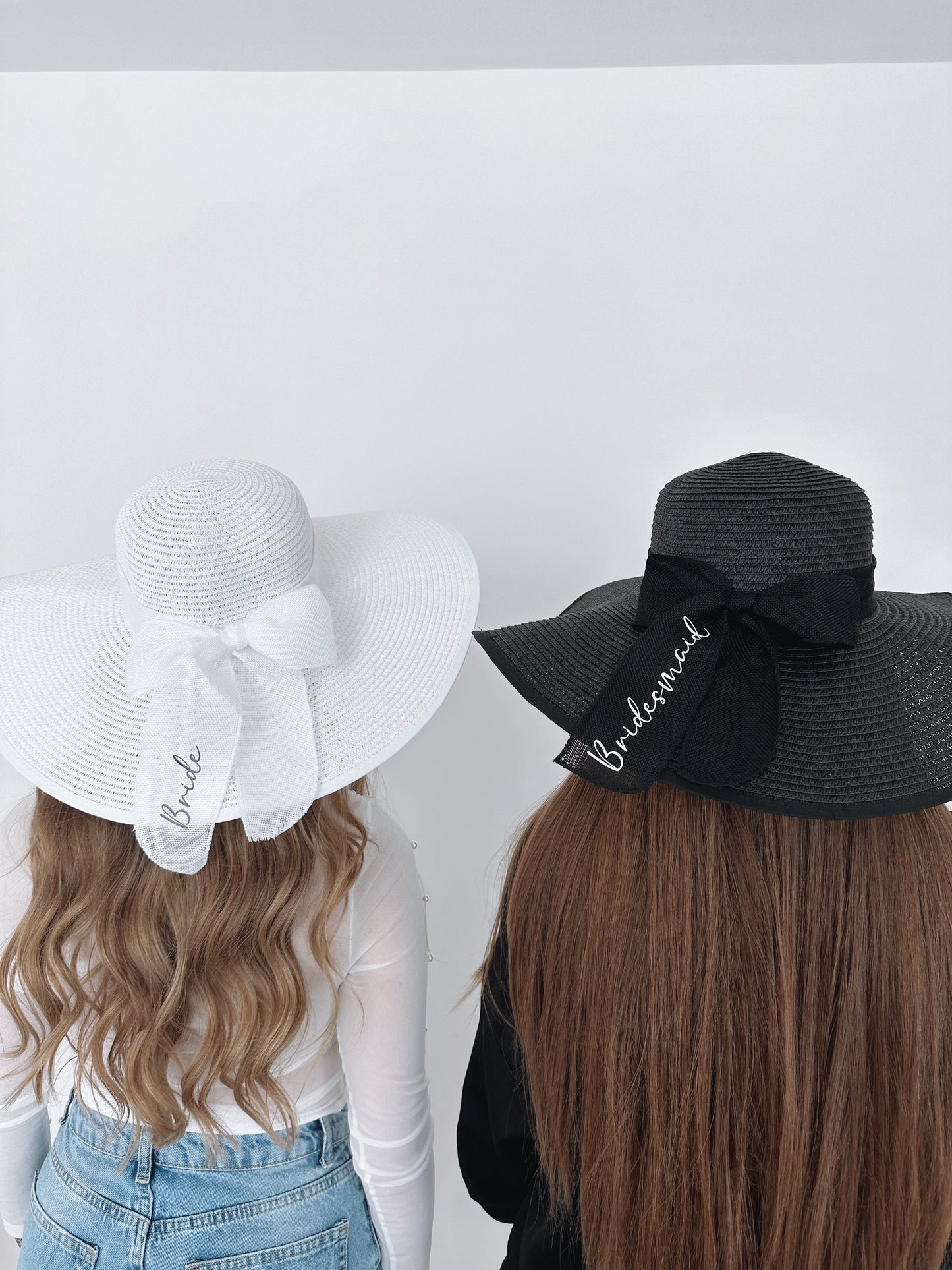 Black Personalised Straw Floppy Beach Hat