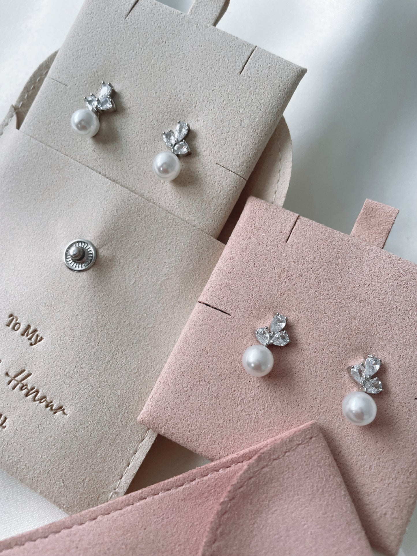 Pearl Leaf 925 Sterling Silver Stud Bridesmaids Earring