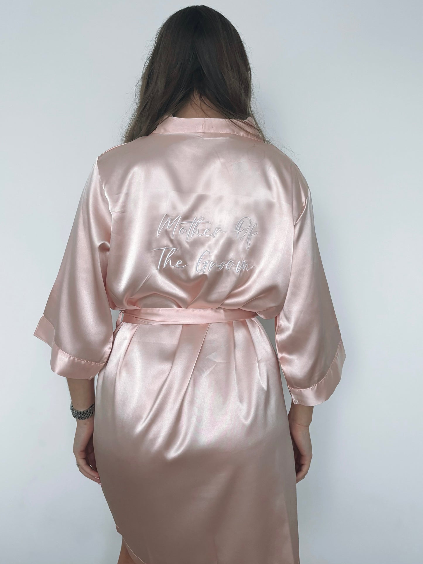 Personalised Embroidered Satin Robe - Pink