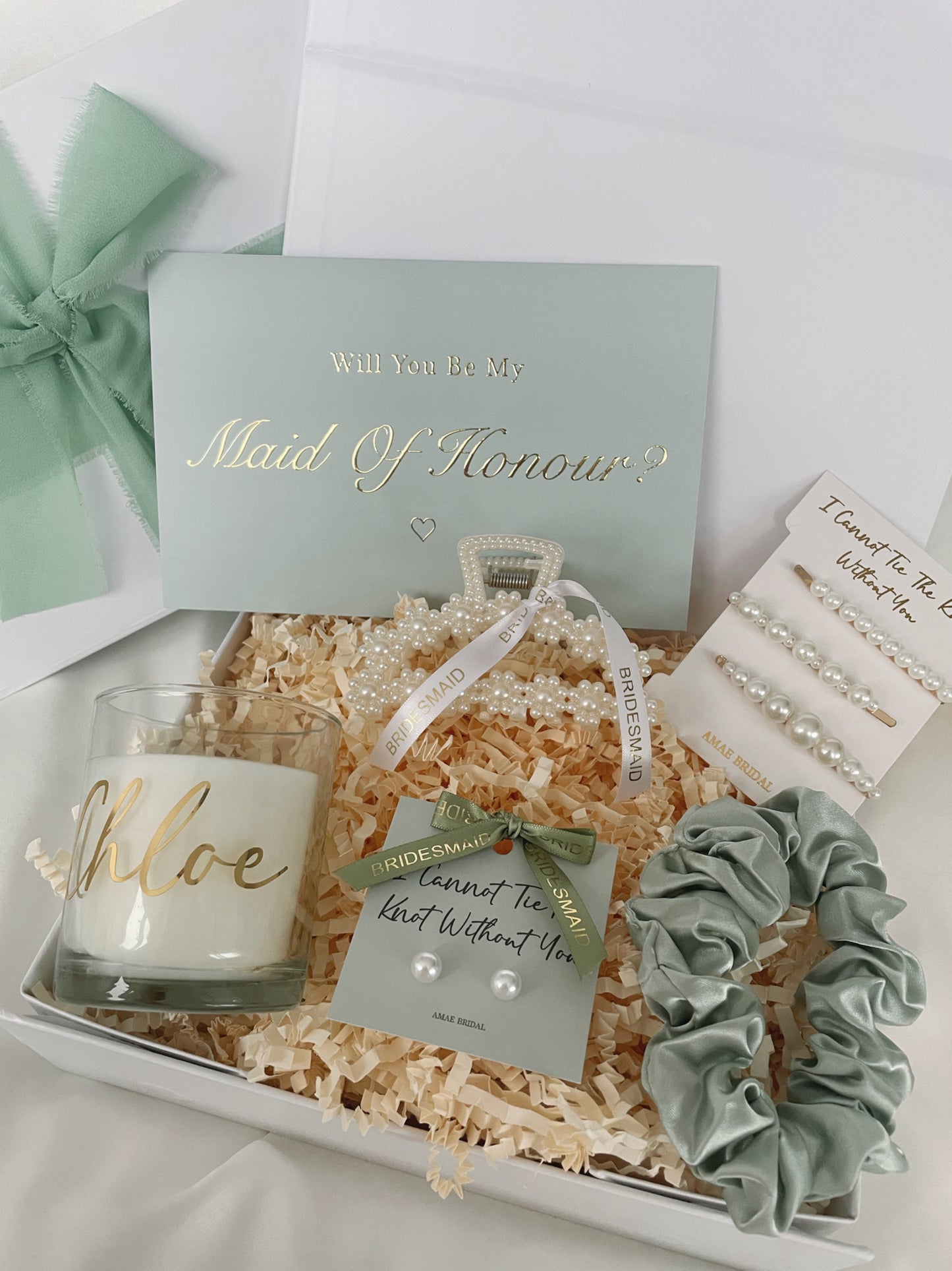 Personalised Bridesmaid Proposal Gift Box - Sage Green
