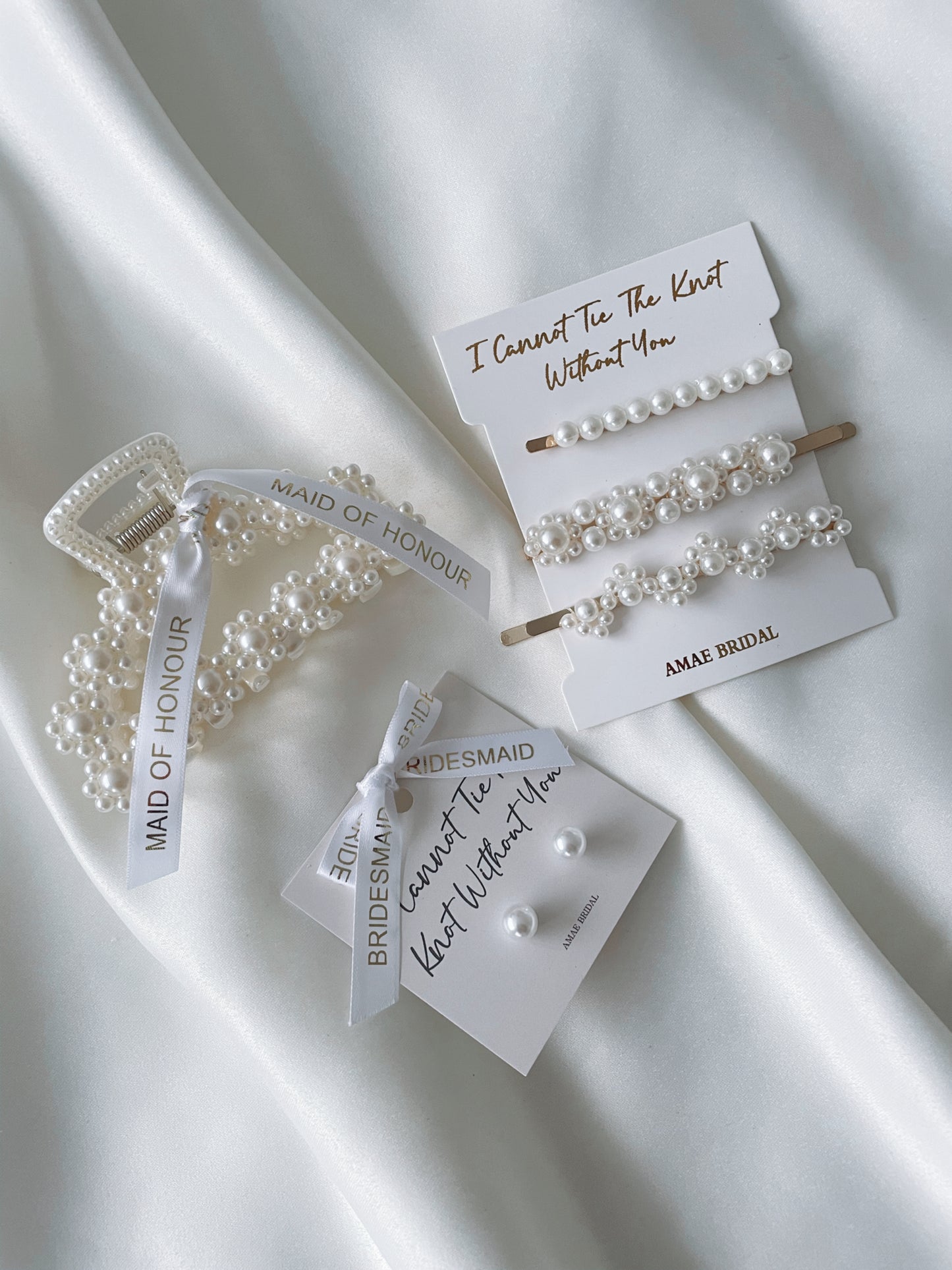 I Cannot Tie The Knot Without You - Pearl Hair Clips