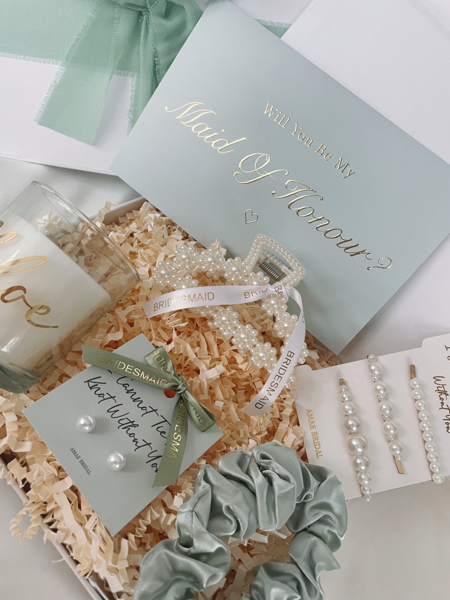 Personalised Bridesmaid Proposal Gift Box - Sage Green
