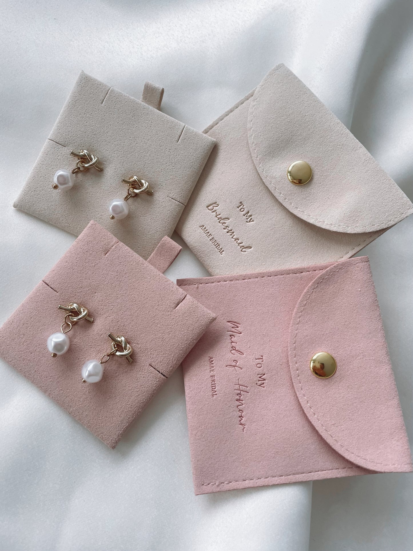 Pearl Gold Knot 925 Sterling Silver Stud Bridesmaids Earring