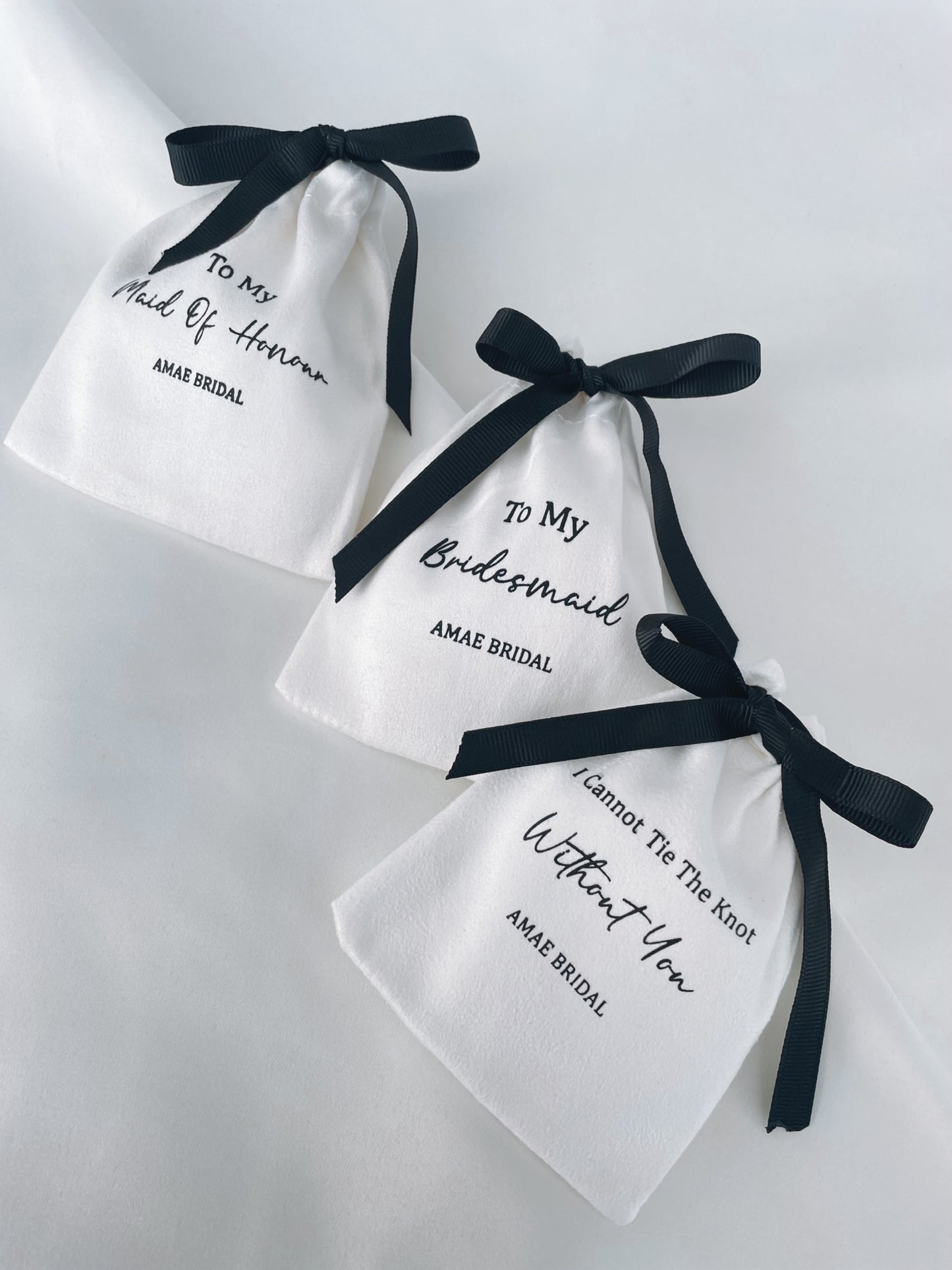 Black Bow Bridal Party Pouches