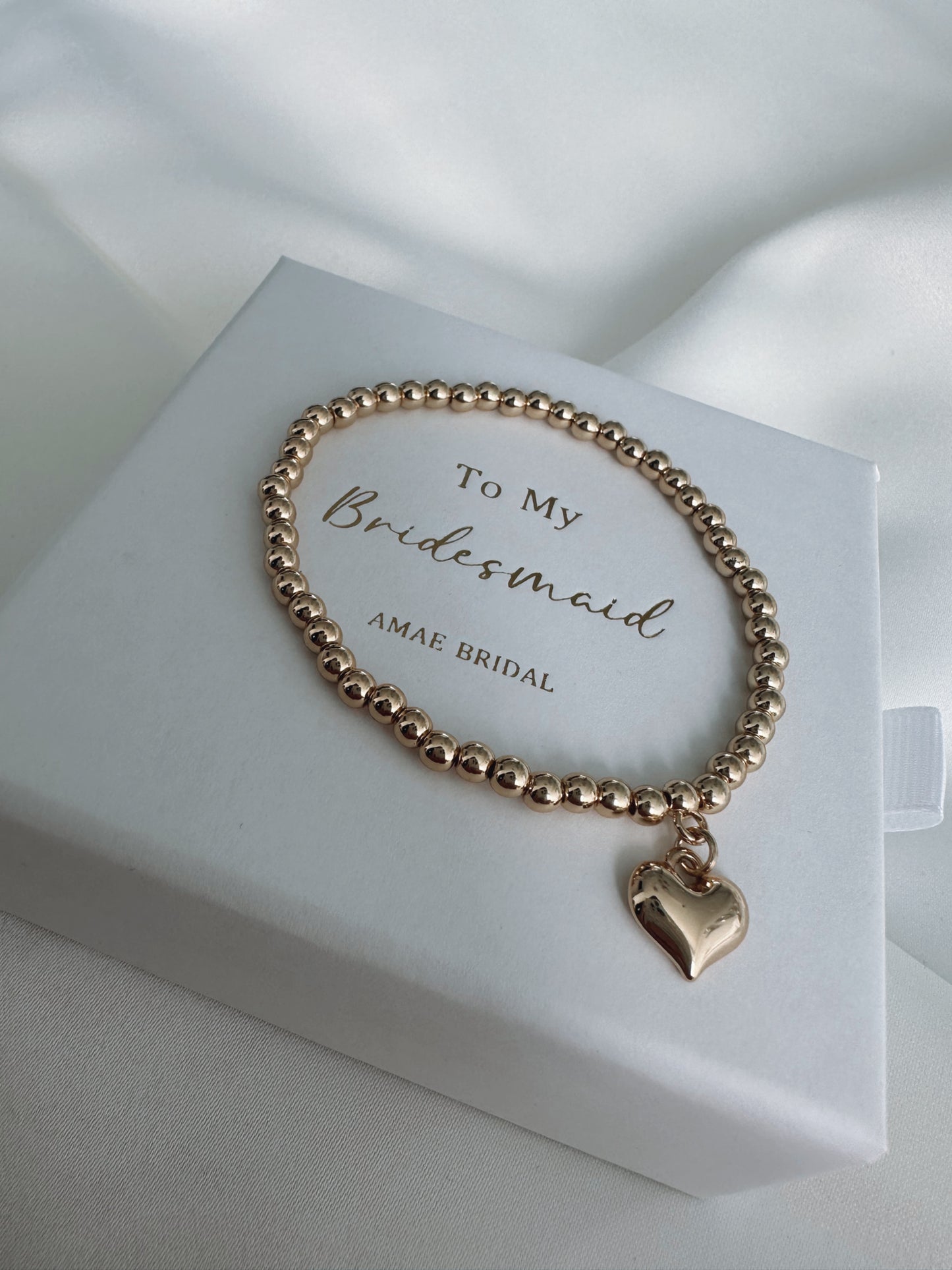 Gold Beaded Heart Bracelet - Bridesmaid Bracelet