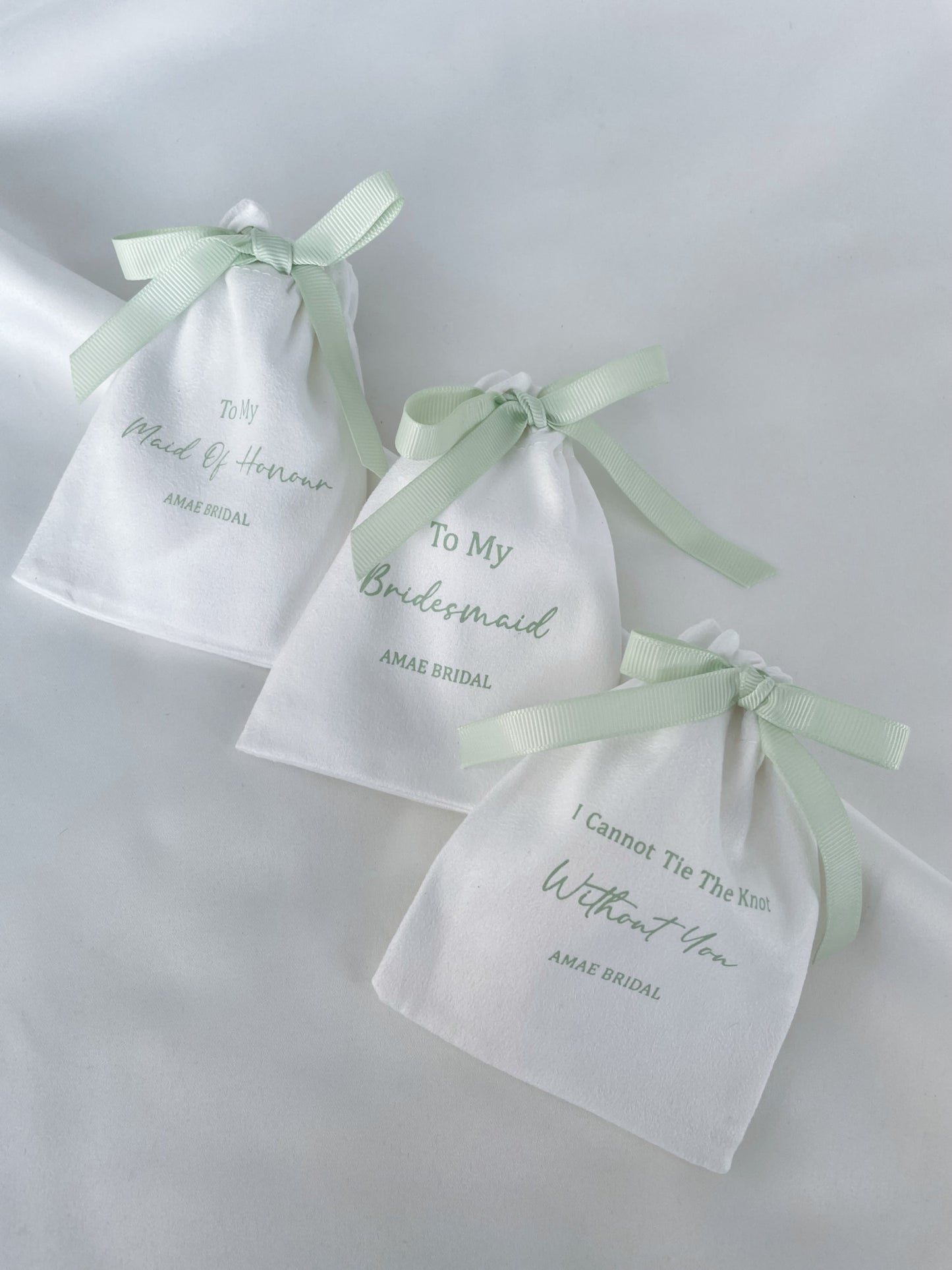 Green Bow Bridal Party Pouches