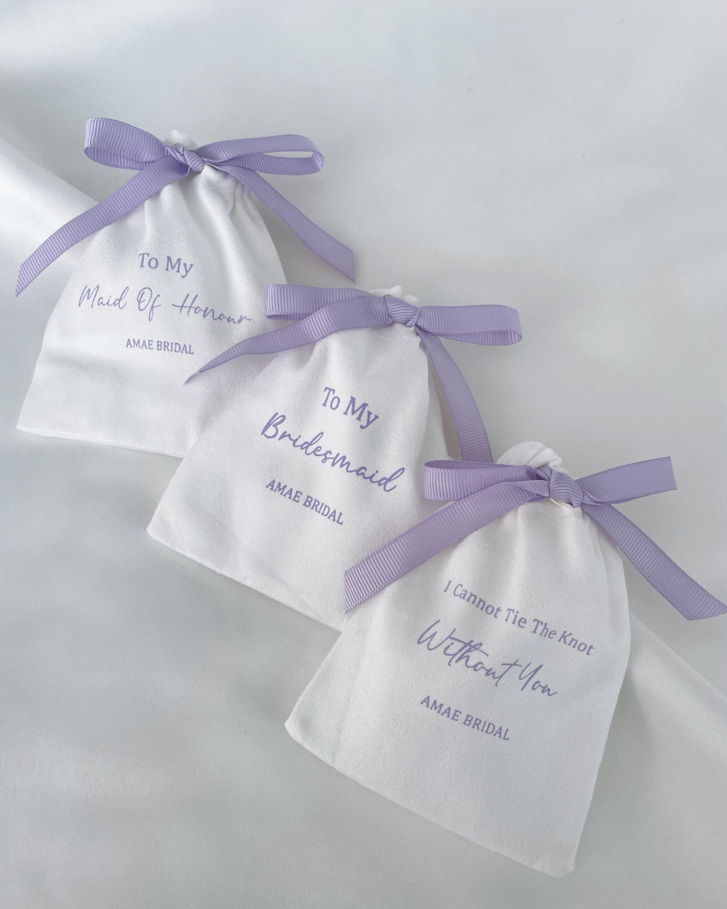 Lilac Bow Bridal Party Pouches