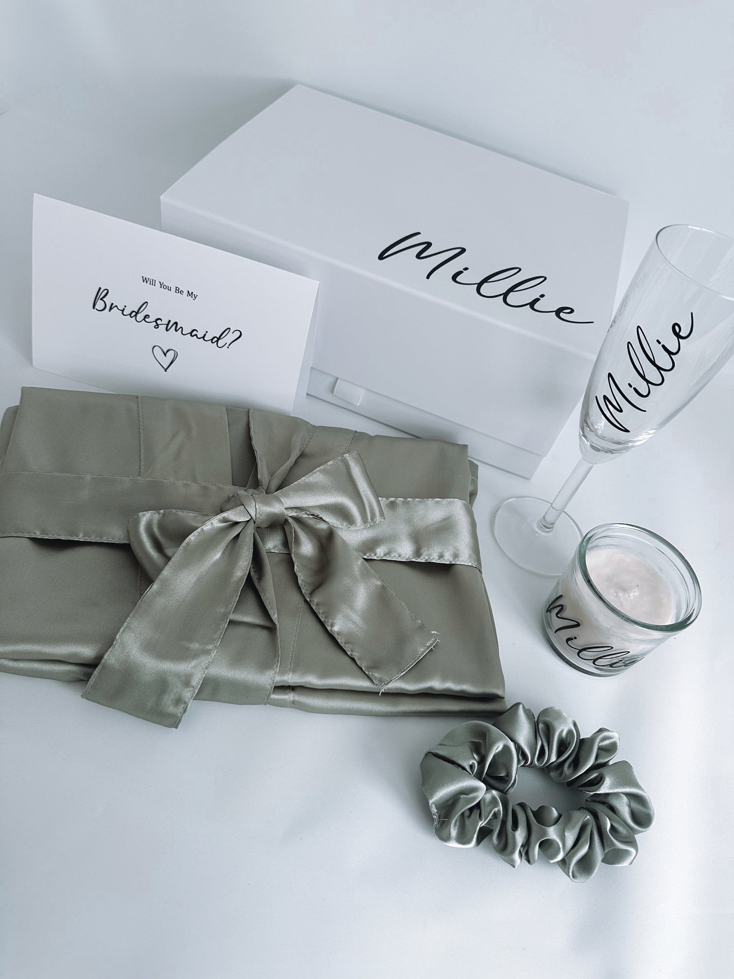 Bridesmaid Proposal Box - Sage Green Robe Gift Box