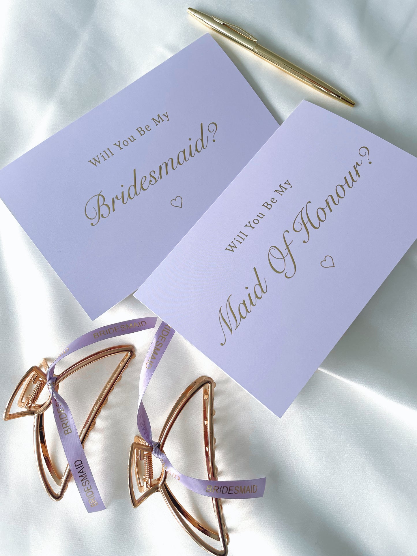 Will You Be My Bridesmaid Lilac Gold Foil Card