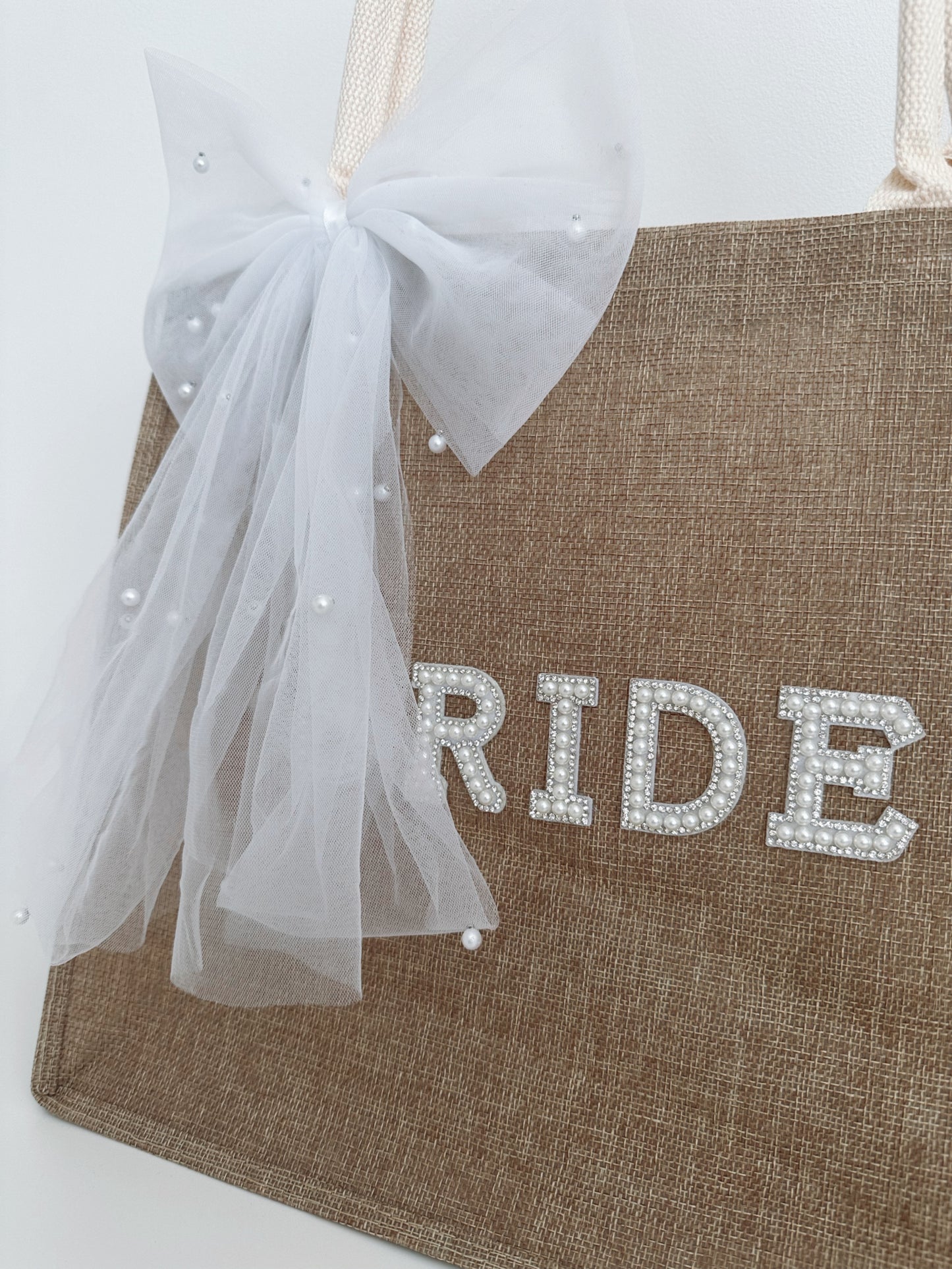 Bride Beach Bag With Pearl Bow