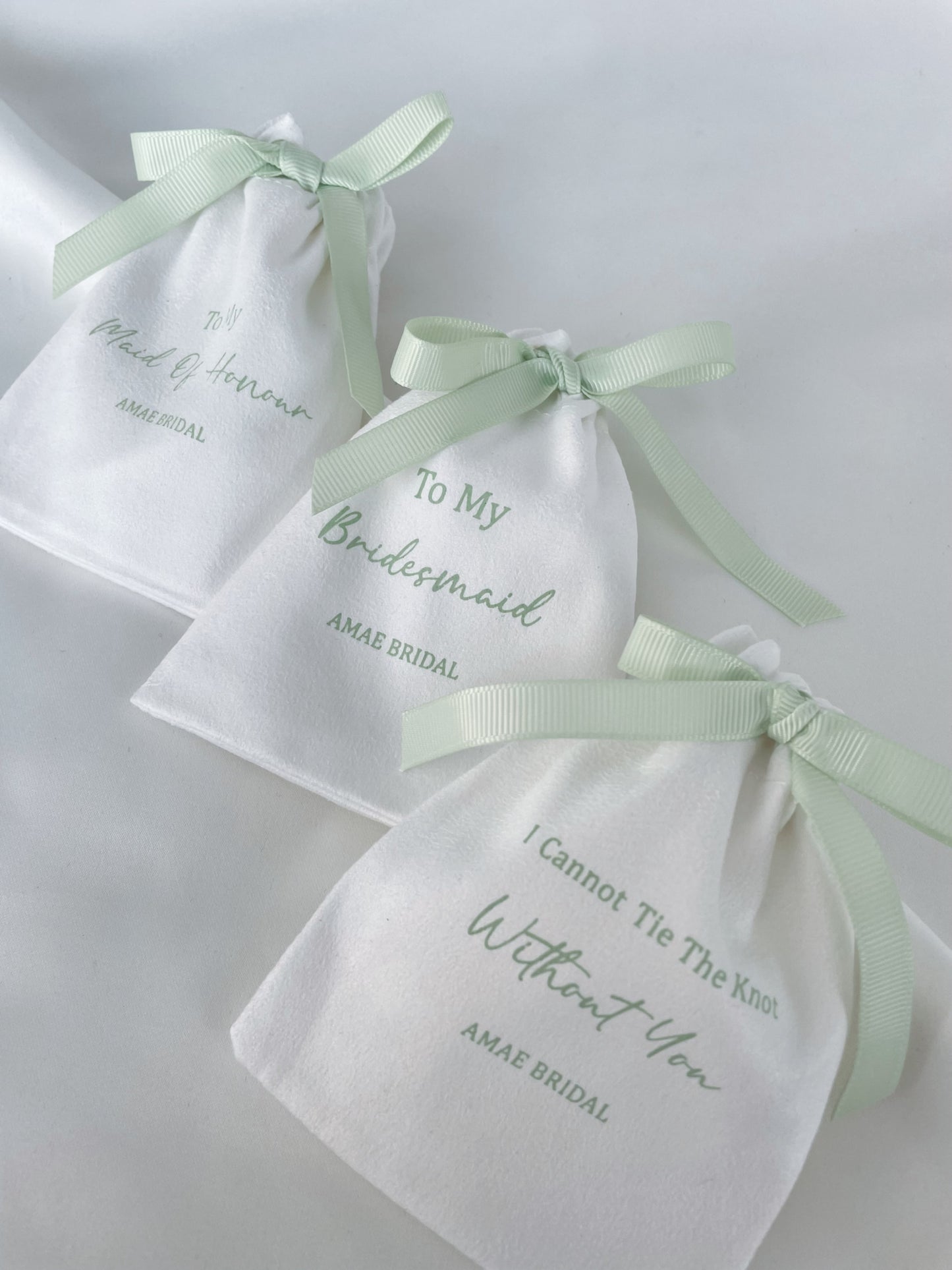 Green Bow Bridal Party Pouches