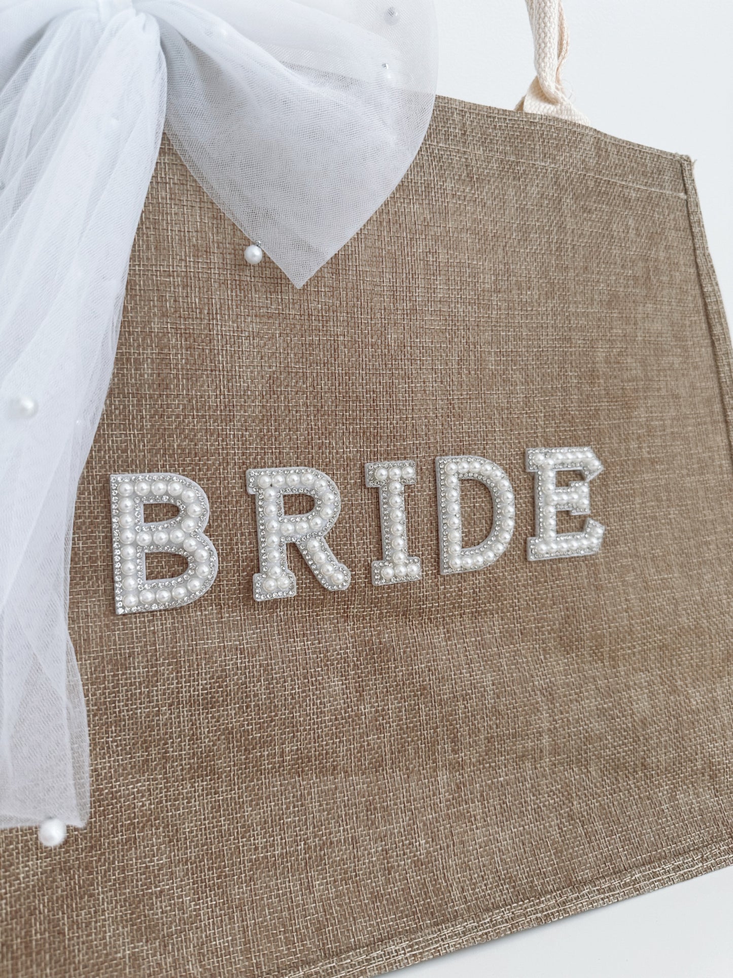 Bride Beach Bag With Pearl Bow