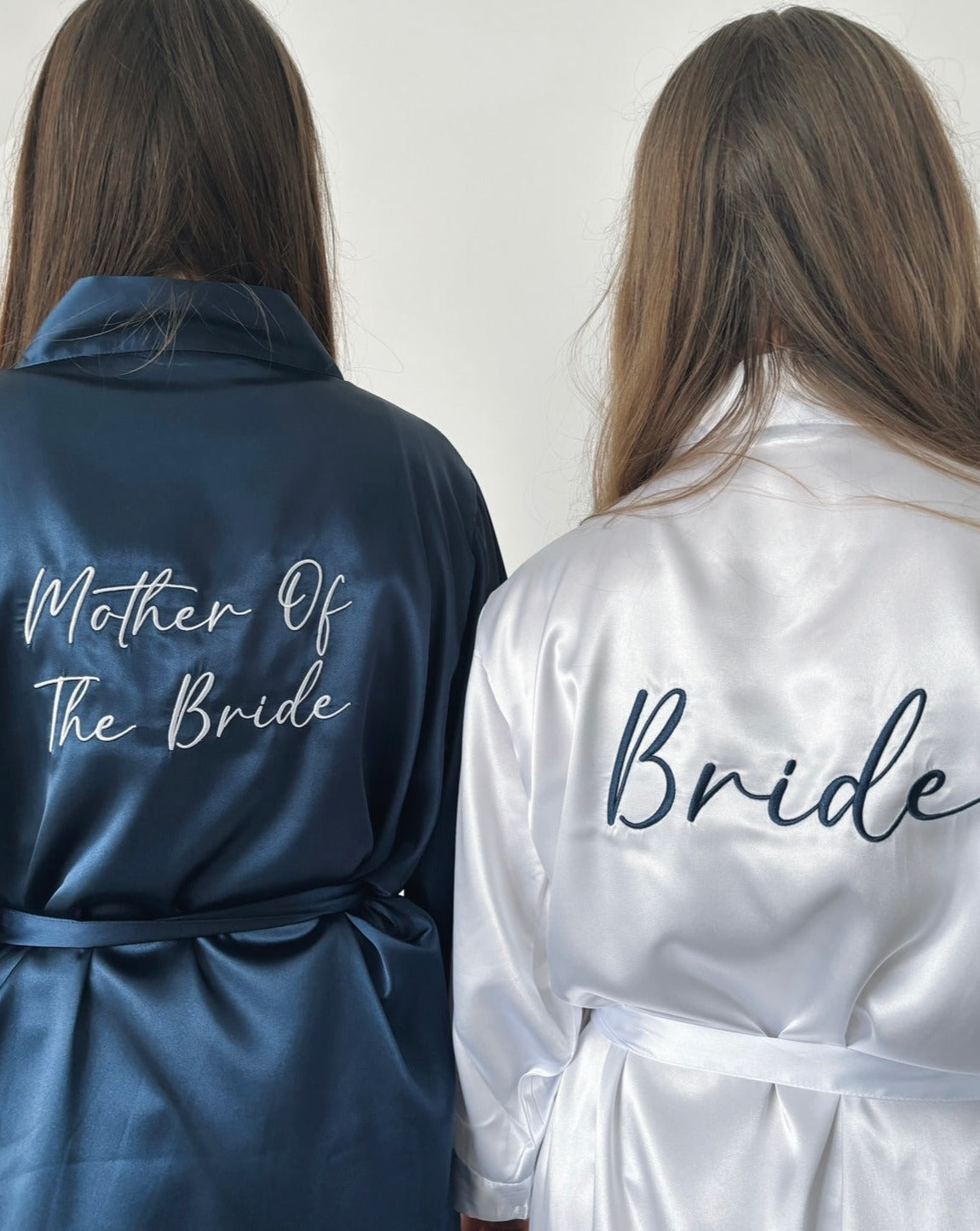 Personalised Embroidered Satin Robe - Navy