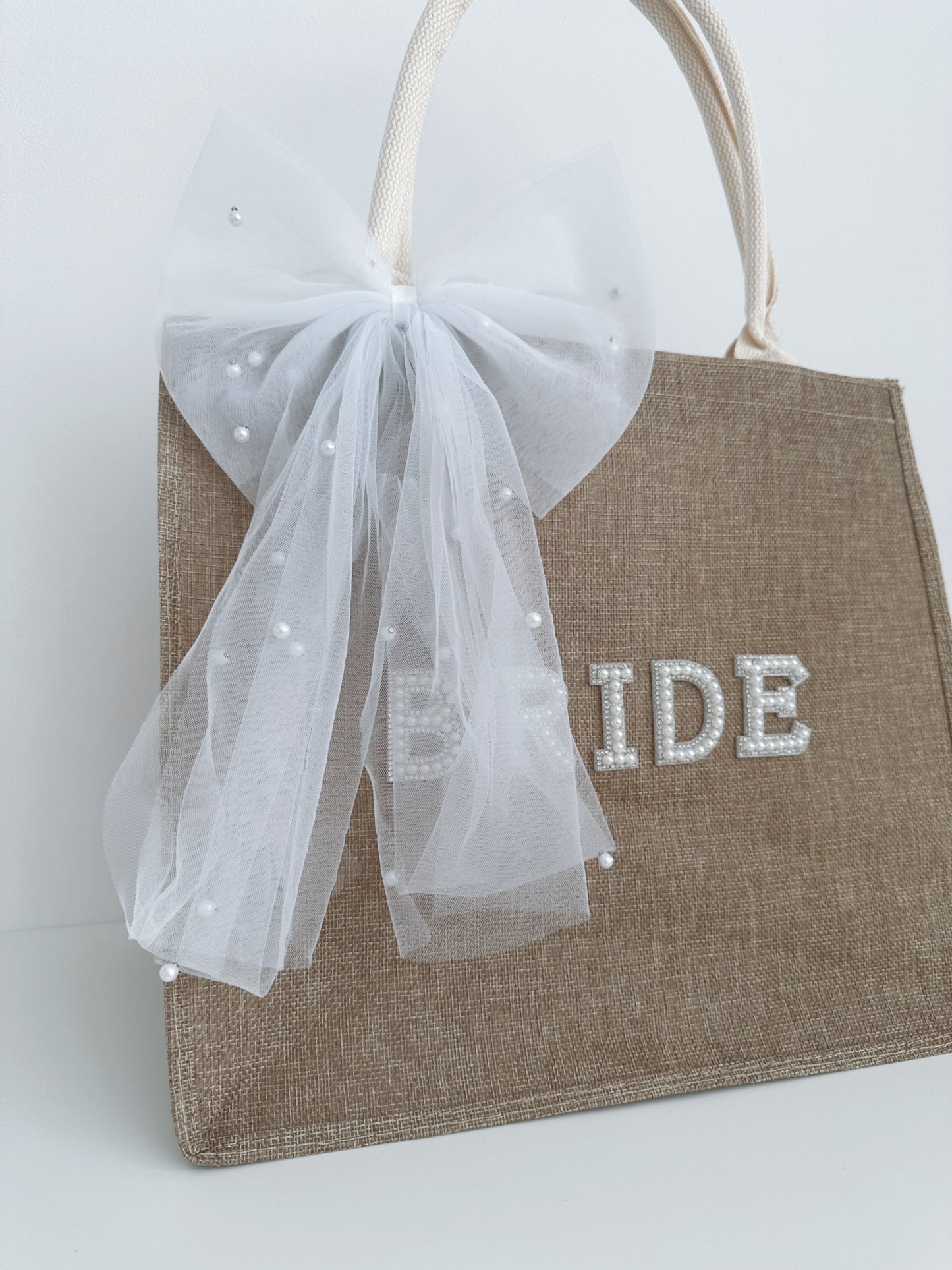 Bride Beach Bag With Pearl Bow