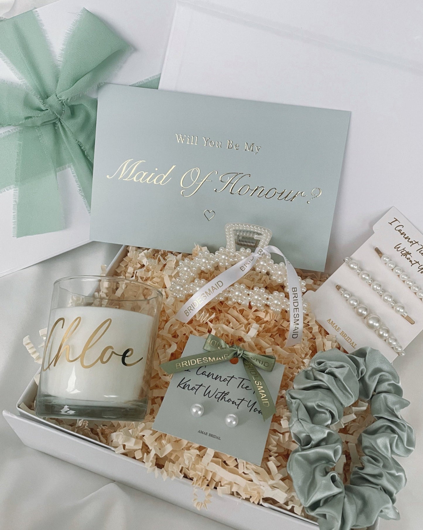 Personalised Bridesmaid Proposal Gift Box - Sage Green
