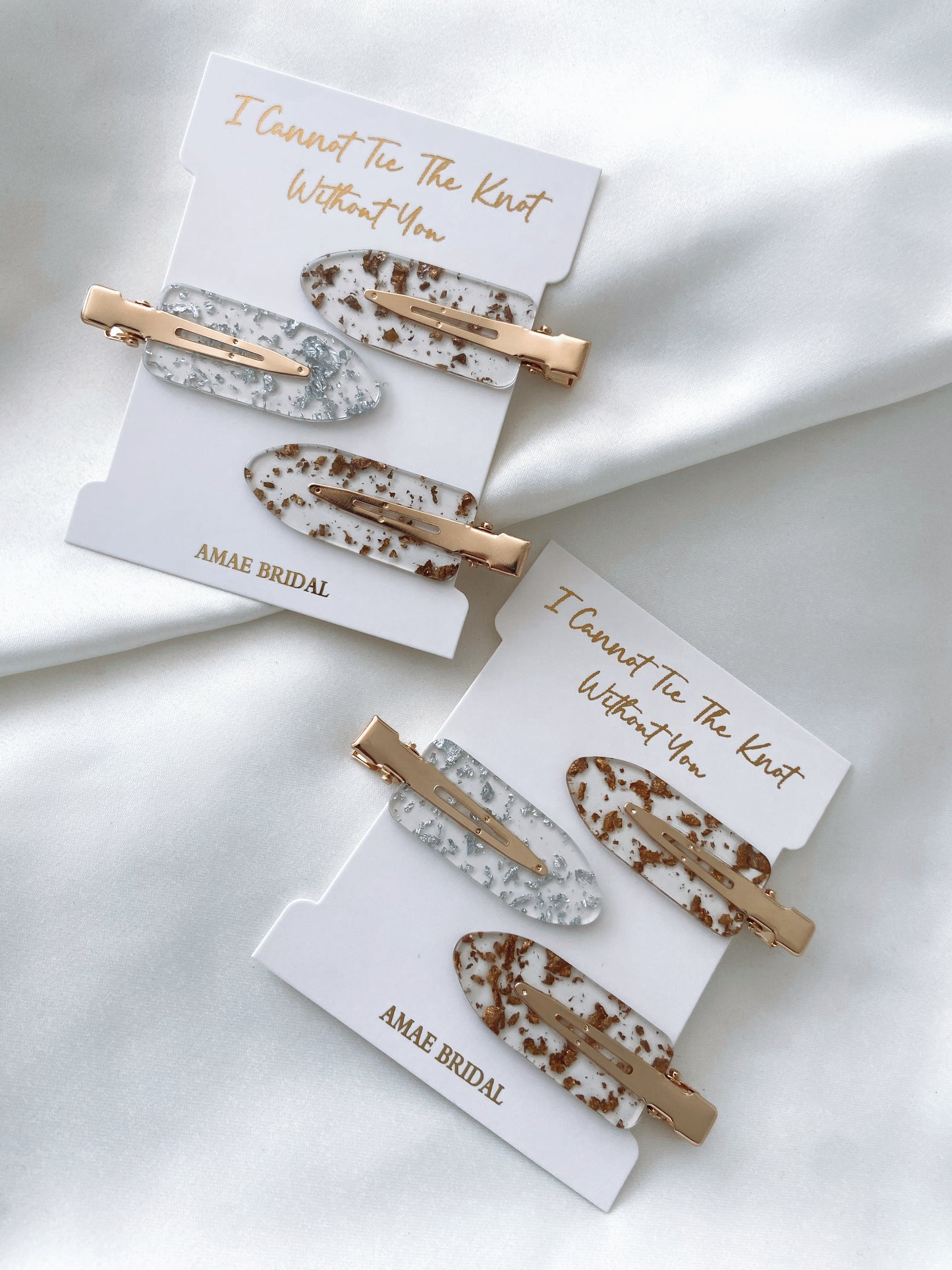 Bridesmaid Gold Foil Hair Clips