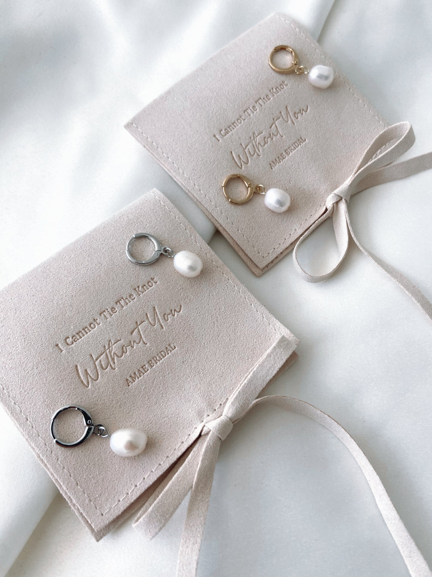 Pearl Drop Hoop Earrings And Pouch