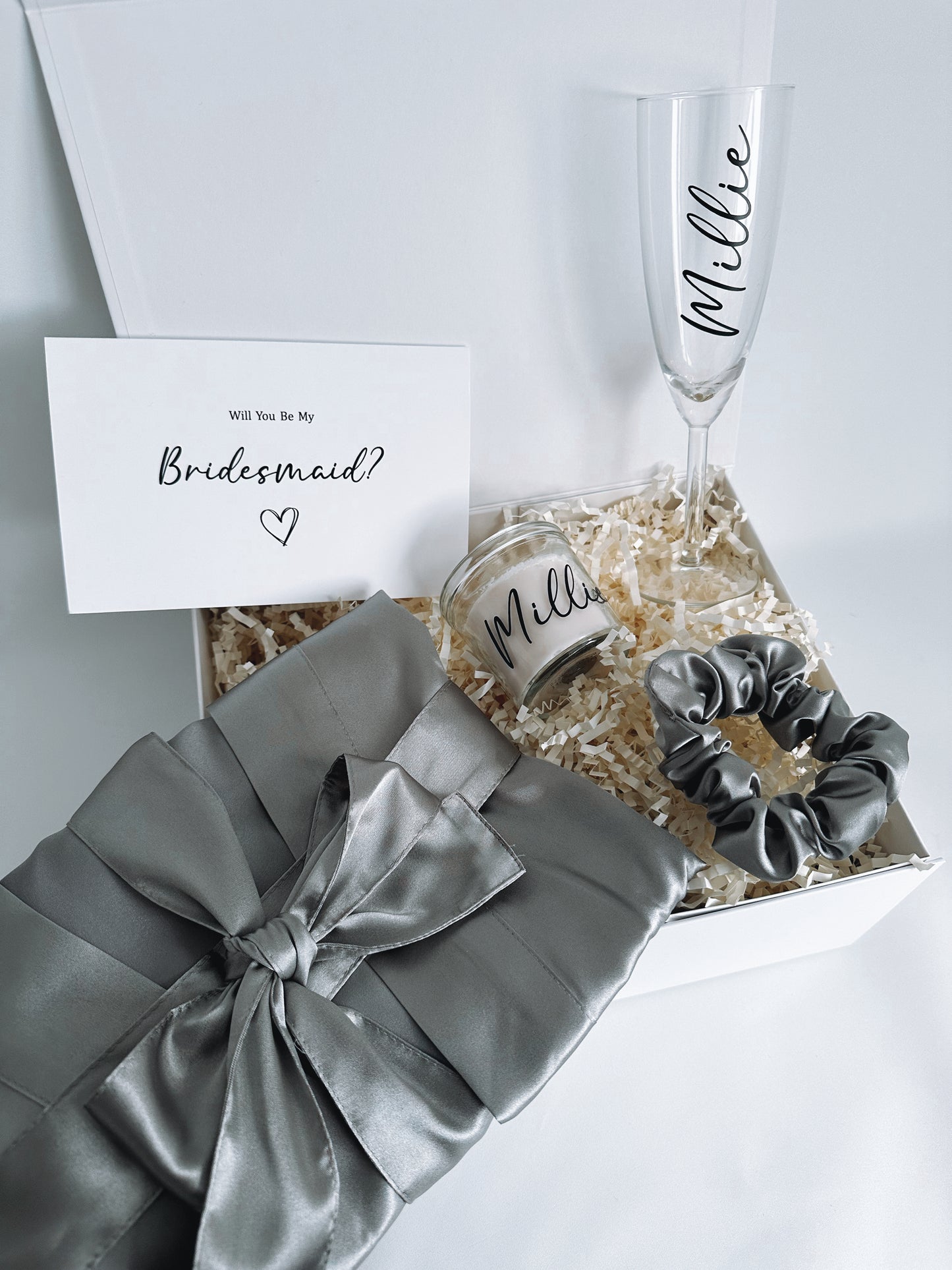 Bridesmaid Proposal Box - Grey Robe Gift Box