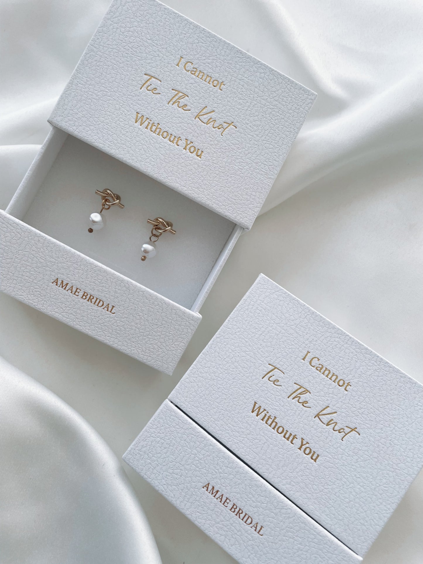 Pearl Gold Knot 925 Sterling Silver Boxed Earrings