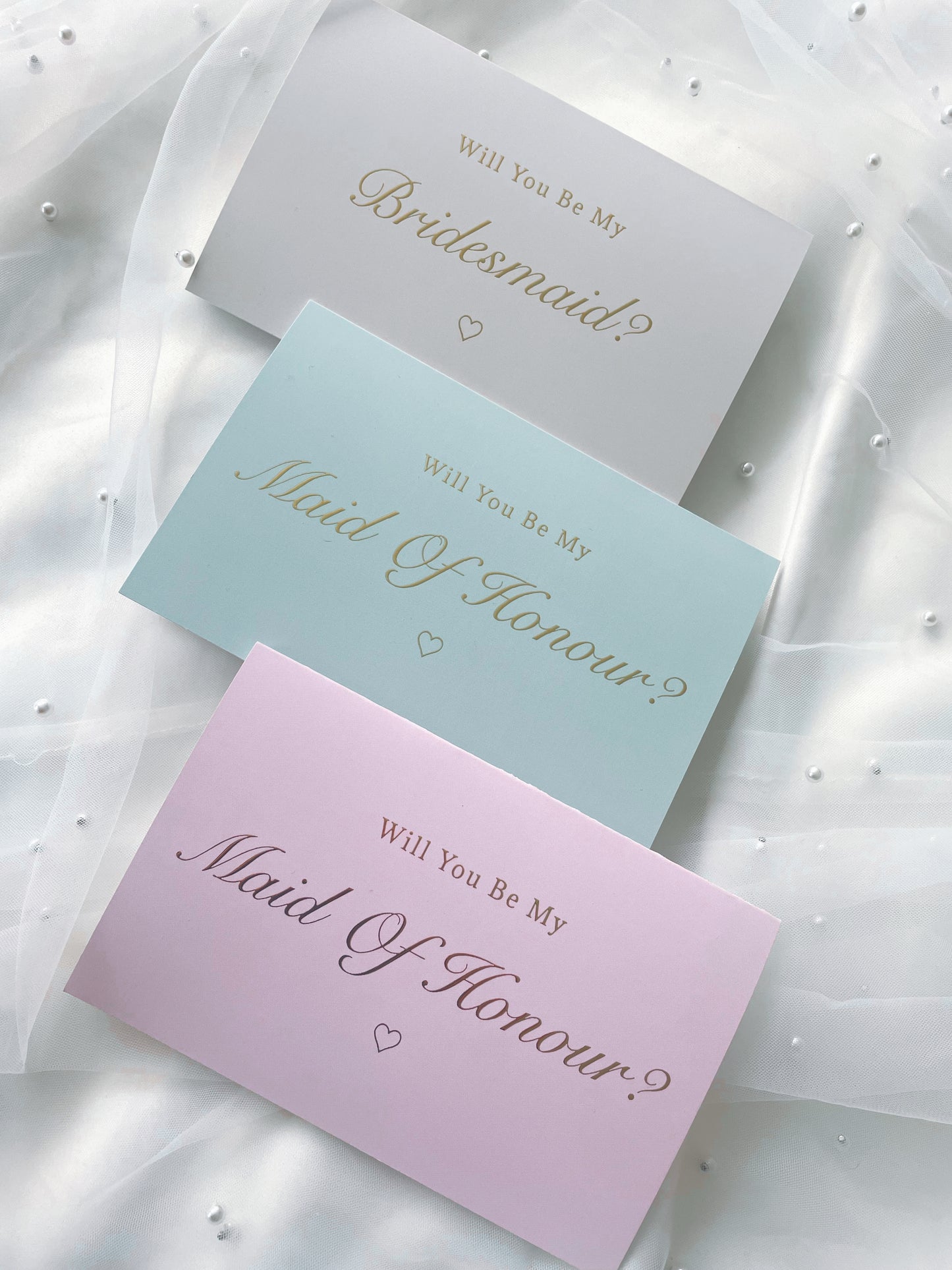Will You Be My Bridesmaid/Maid of Honour Coloured Gold Foil Card