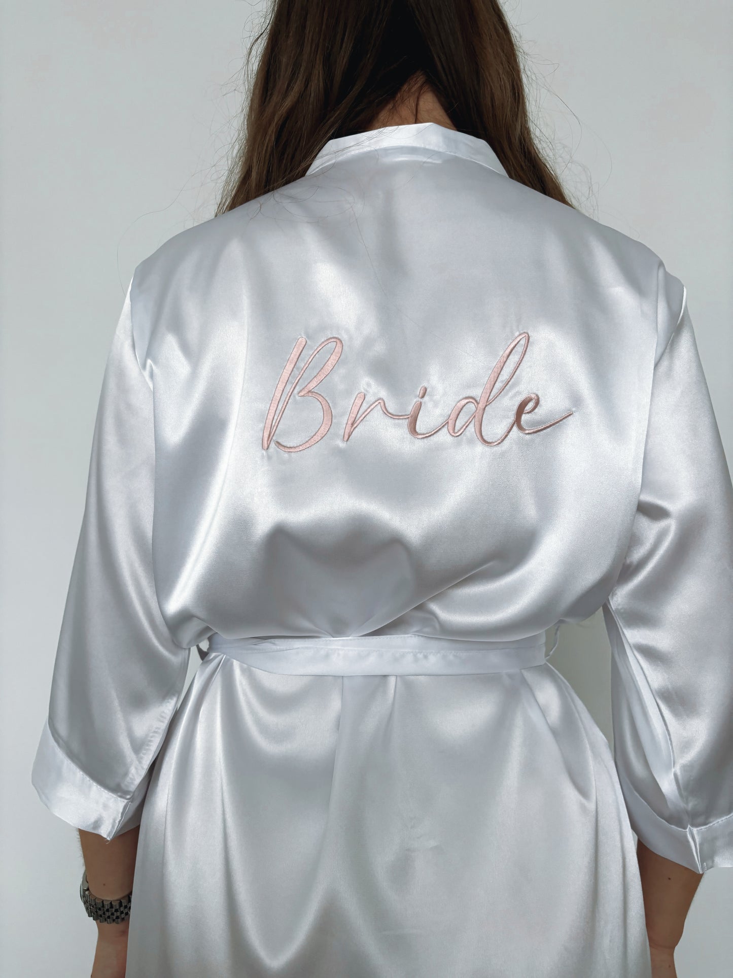 Personalised Embroidered Satin Robe - Pink