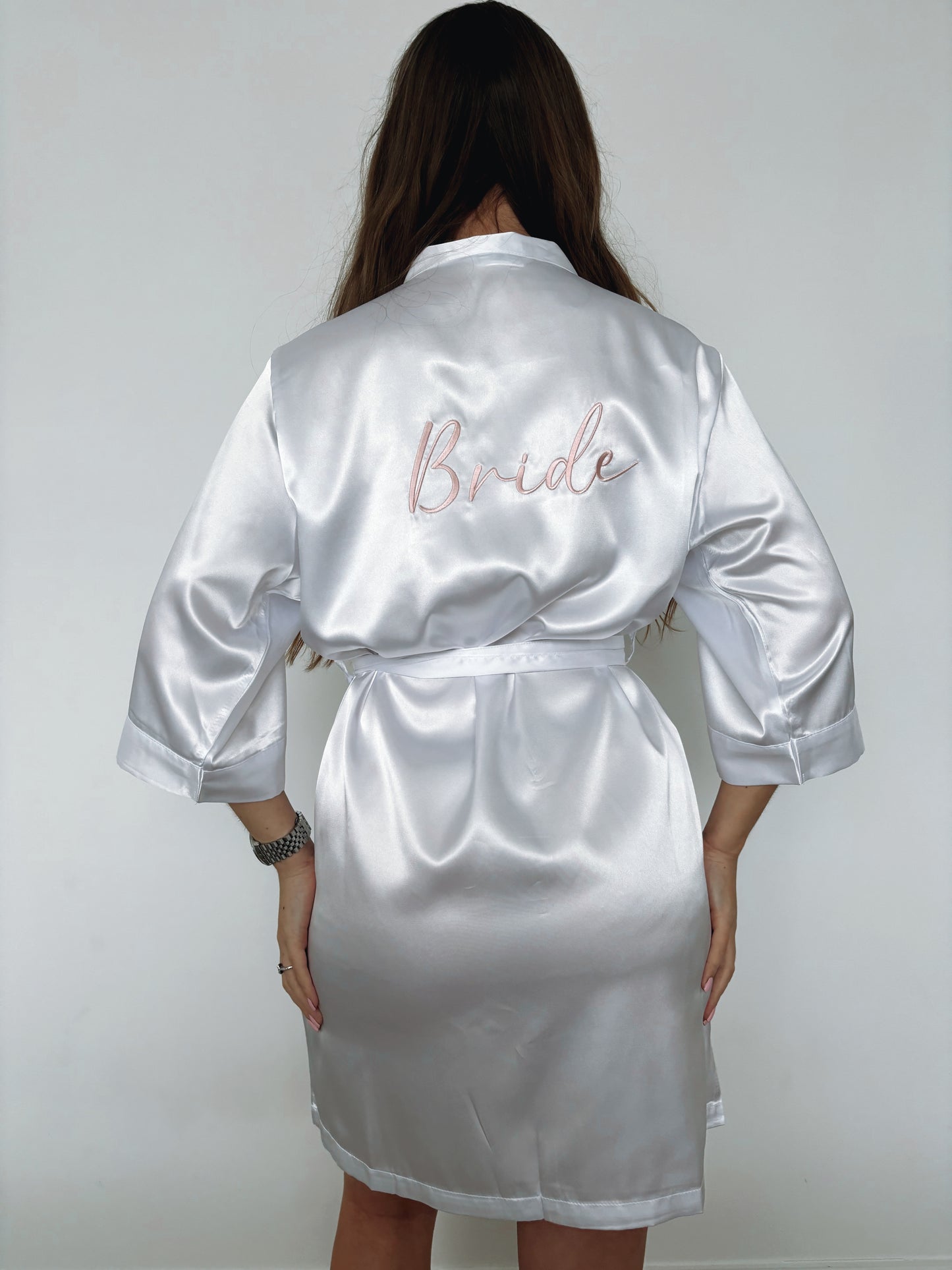 Personalised Embroidered Satin Robe - Pink